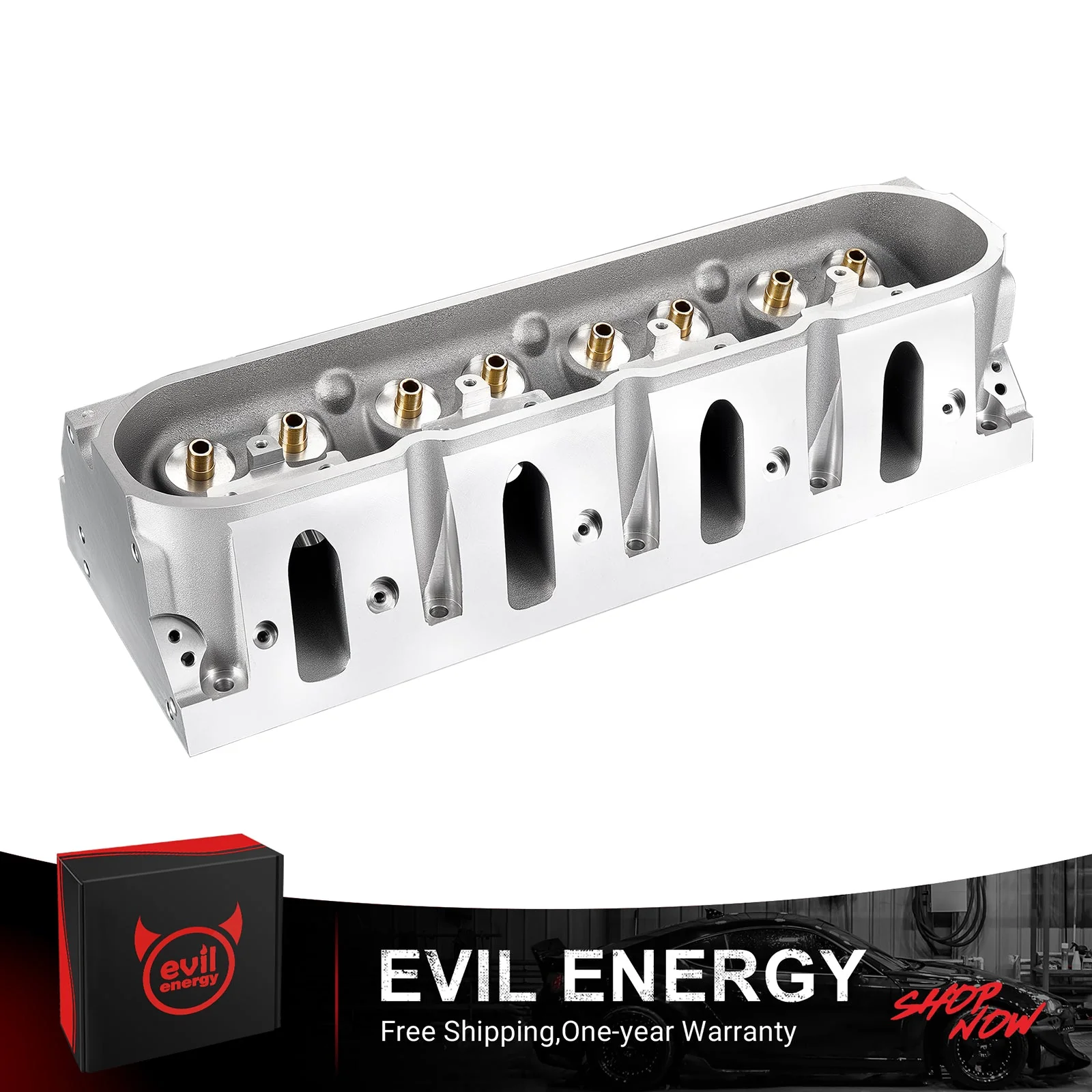 EVIL ENERGY Cast Aluminum Cylinder Head for LS1 Engines (Angled Plug) – Cathedral Ports, Fits 1997-2003 Chevy LS1, Enhances Mid-High RPM Performance
