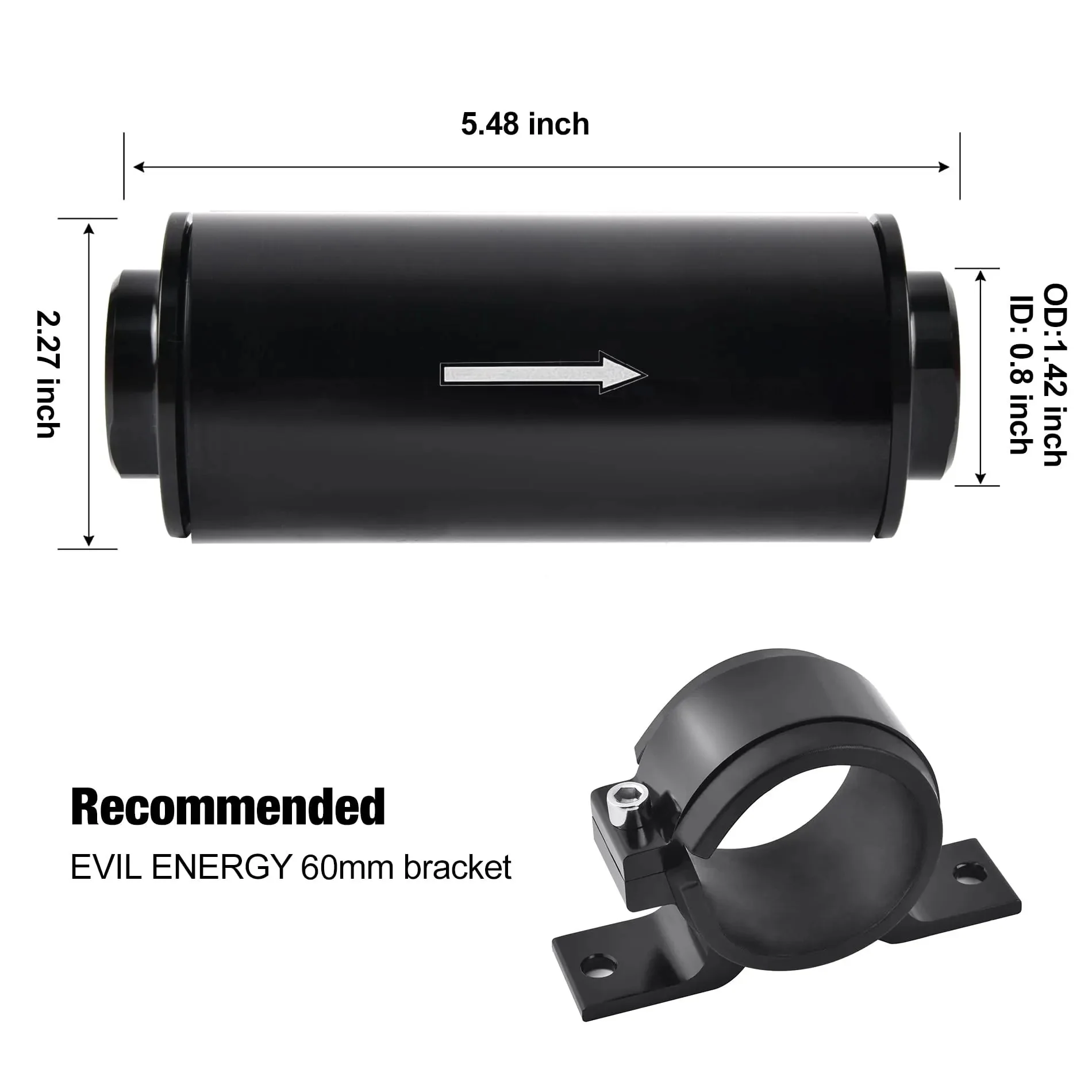 EVIL ENERGY Inline Fuel Filter with 6AN 8AN 10AN Adapter and Bracket Universal 10/30/40/100 Micron - Image 17