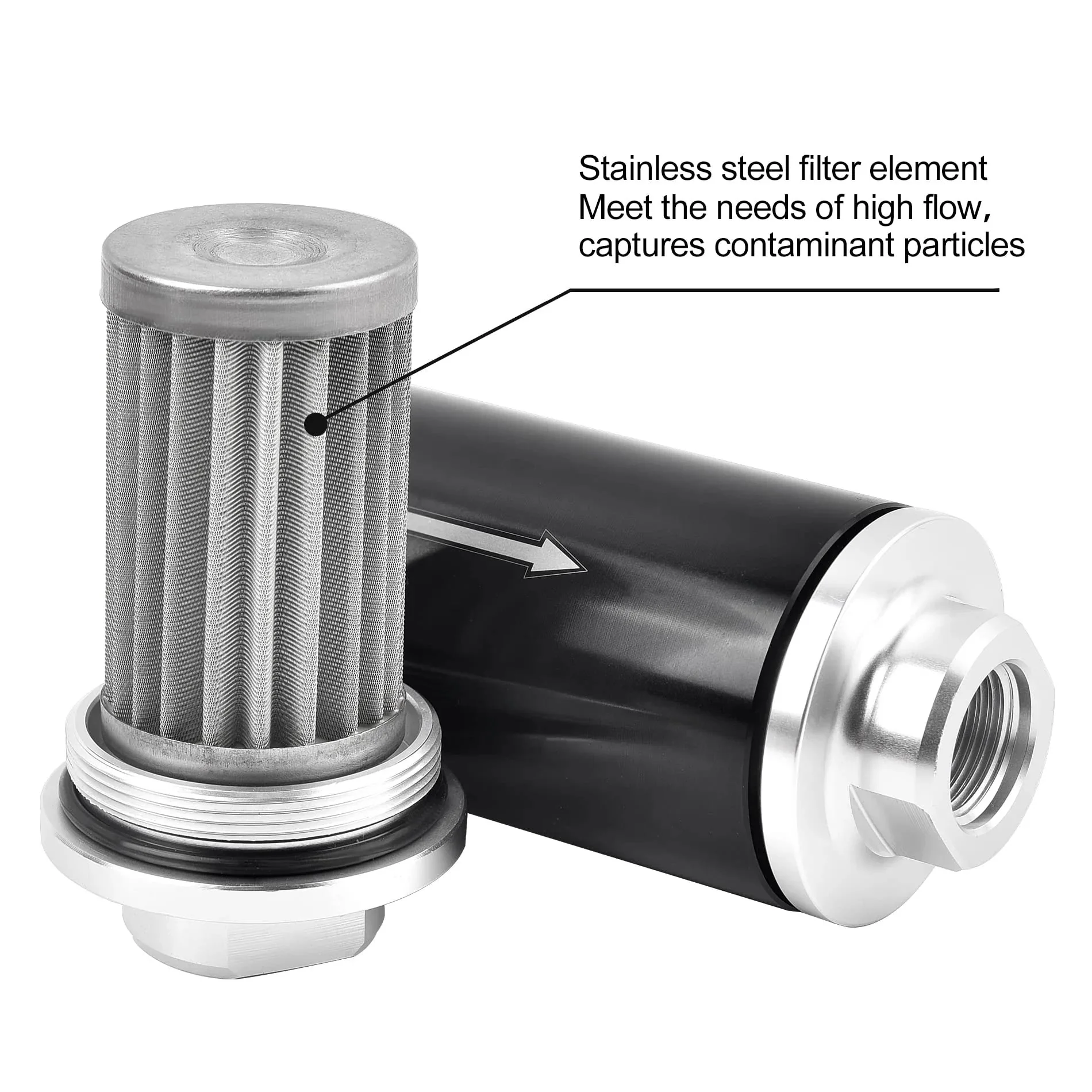 EVIL ENERGY Inline Fuel Filter with 6AN 8AN 10AN Adapter and Bracket Universal 10/30/40/100 Micron - Image 24