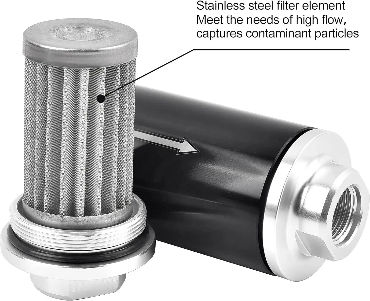EVIL ENERGY Eco-Friendly Inline Fuel Filter with 6AN 8AN 10AN Adapter&Bracket Universal 10 Micron - Image 2
