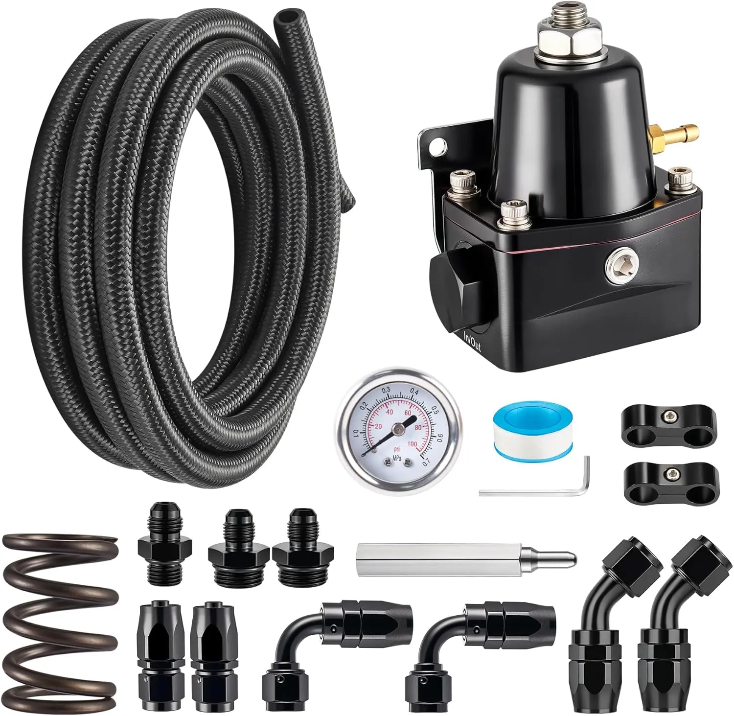 EVIL ENERGY EFI Fuel Pressure Regulator Kit Adjustable (20-120PSI) with 6AN CPE/PTFE Fuel Line Kit(black) - Image 3