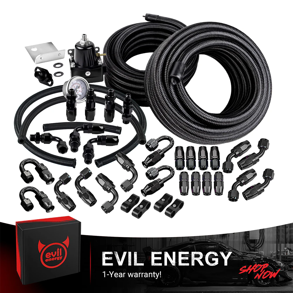 EVIL ENERGY All-in-One EFI Fuel System Bundle|EFI Bypass Fuel Pressure Regulator & CPE Fuel Line & Adjustable 3-16AN Wrench (Black) - Image 2