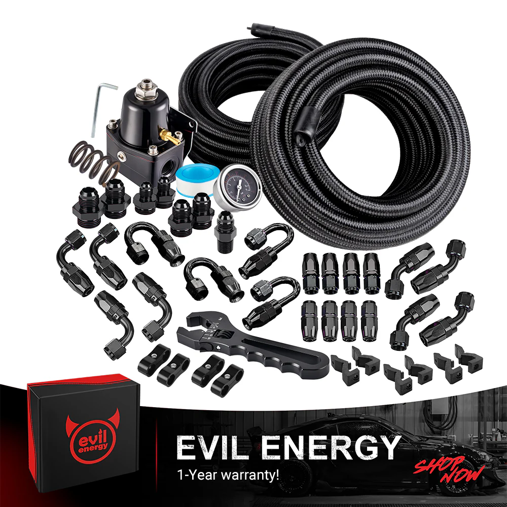 EVIL ENERGY All-in-One EFI Fuel System Bundle|EFI Bypass Fuel Pressure Regulator & CPE Fuel Line & Adjustable 3-16AN Wrench (Black) - Image 3