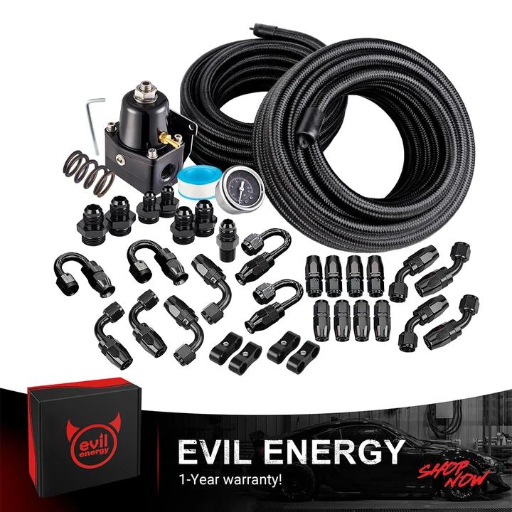 EVIL ENERGY All-in-One EFI Fuel System Bundle|EFI Bypass Fuel Pressure Regulator & CPE Fuel Line & Adjustable 3-16AN Wrench (Black) - Image 4