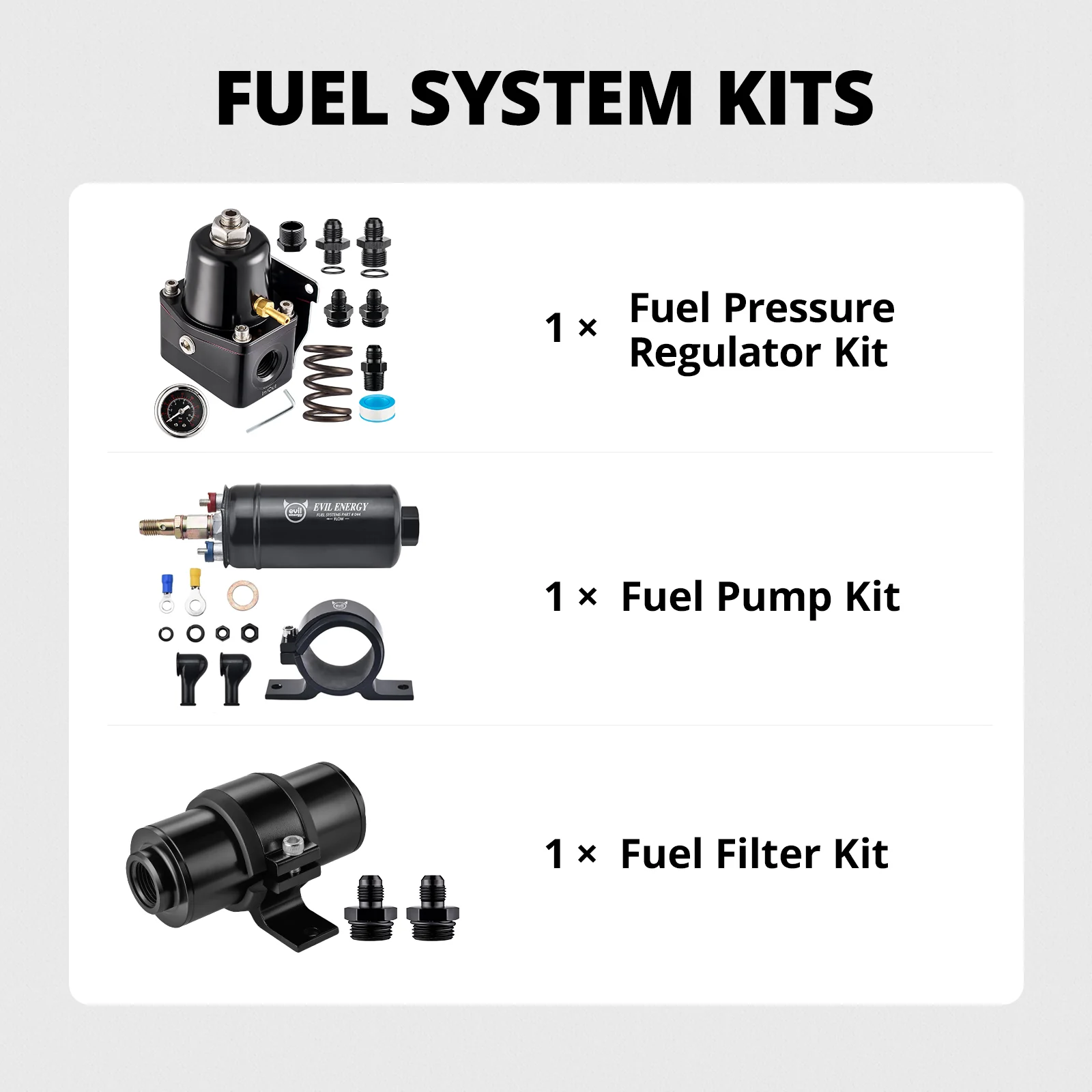 EVIL ENERGY 20-120PSI EFI Fuel System Kit with 300LPH Inline Fuel Pump & 10 Micron Fuel Filter - Image 8