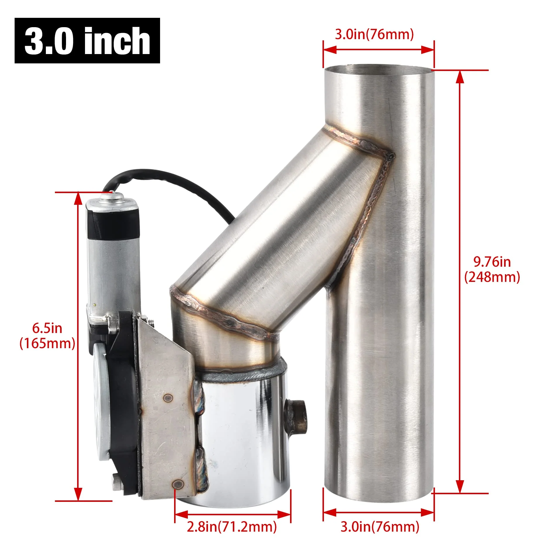 EVIL ENERGY Electric Exhaust Cutout Valve Catback Single Y Pipe with One Controller Remote Kit（2.5/3.0 Inch） - Image 3
