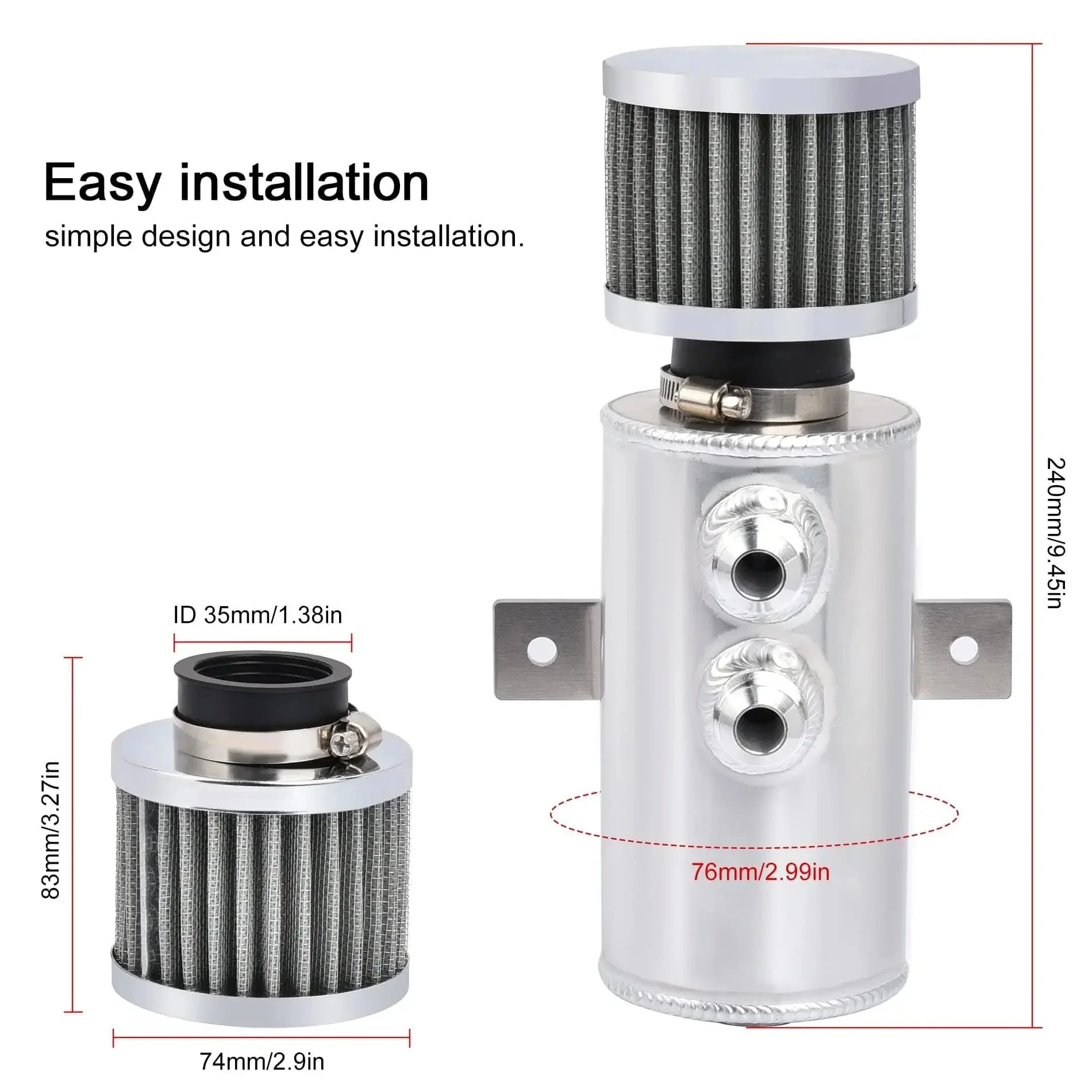 EVIL ENERGY 10AN Baffled Oil Catch Can (750ML) With Universal Coolant Overflow Tank (1L/2L) - Image 11