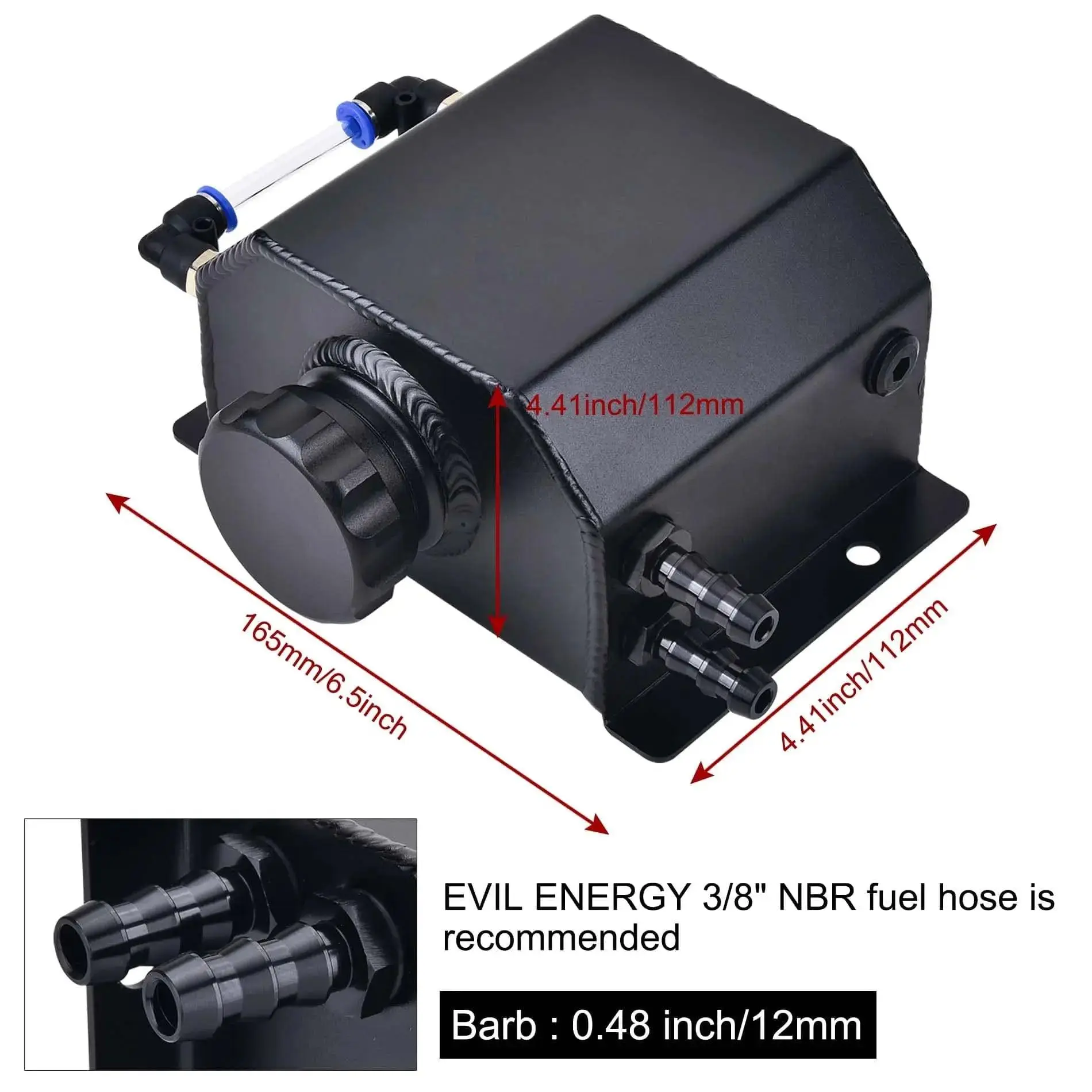 EVIL ENERGY Overflow Tank Coolant Radiator Tank Reservoir Expansion Universal Aluminum 1L/2L - Image 9