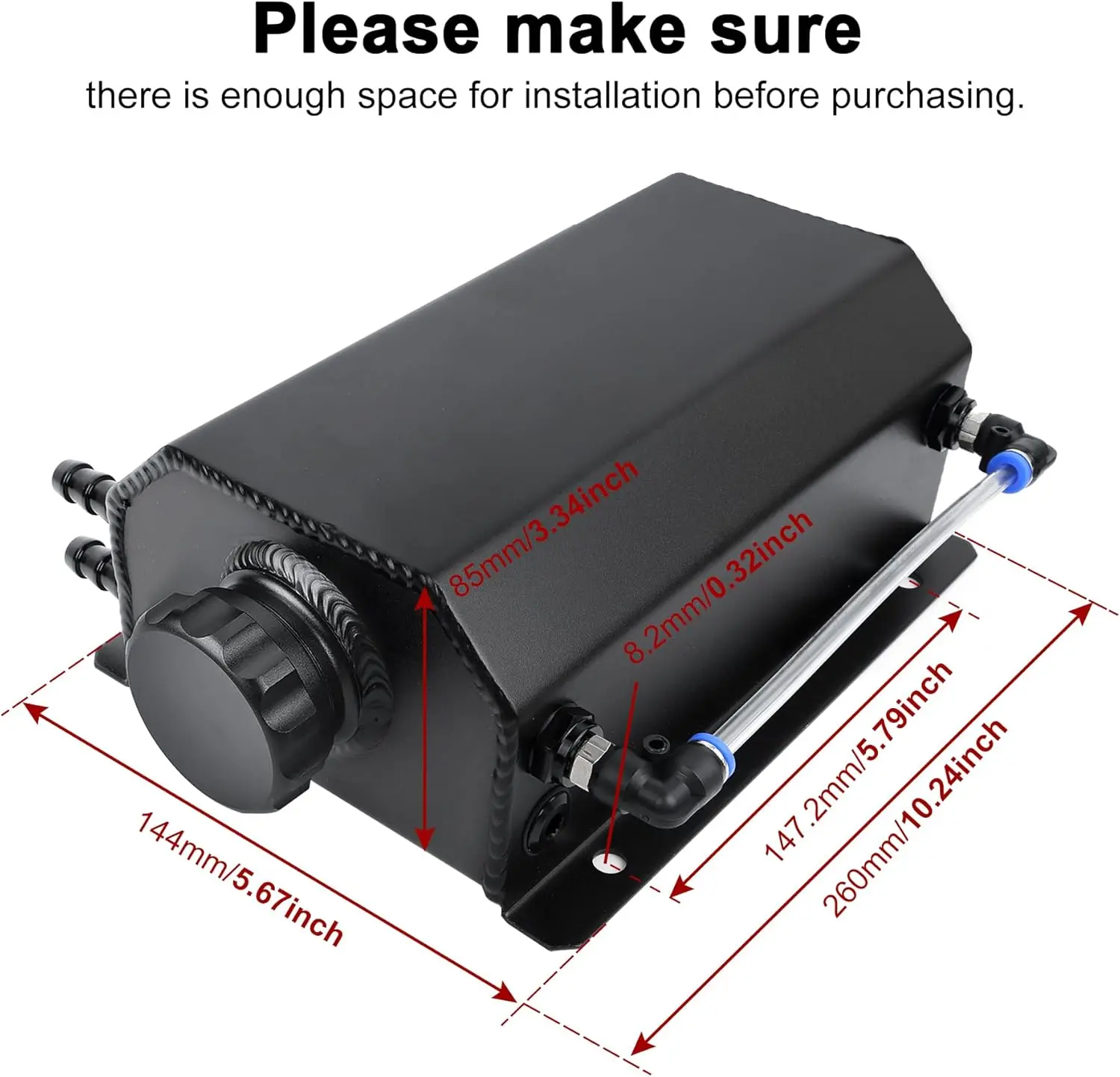 EVIL ENERGY Overflow Tank Coolant Radiator Tank Reservoir Expansion Universal Aluminum 1L/2L - Image 10