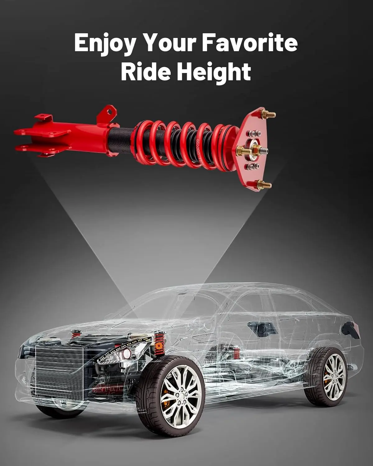 EVIL ENERGY Twin-Tube Coilover Suspension Kit| Fit For Mitsubishi Eclipse IV 2006-2012,Mitsubishi Galant 2004-2012| Height Adjustable Lowering Kit| Red - Image 7
