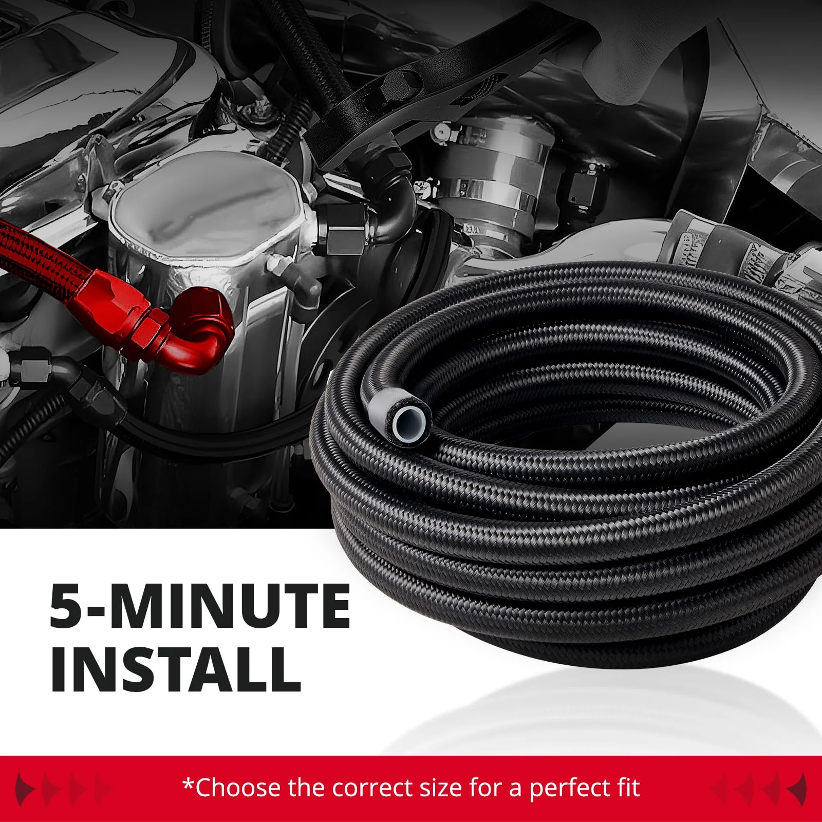 EVIL ENERGY 10AN PTFE Fuel Line Kit, E85 Stainless Steel Braided PTFE Fuel Hose 30FT AN10 LS Swap EFI Fuel Line Fitting Kit - Image 8