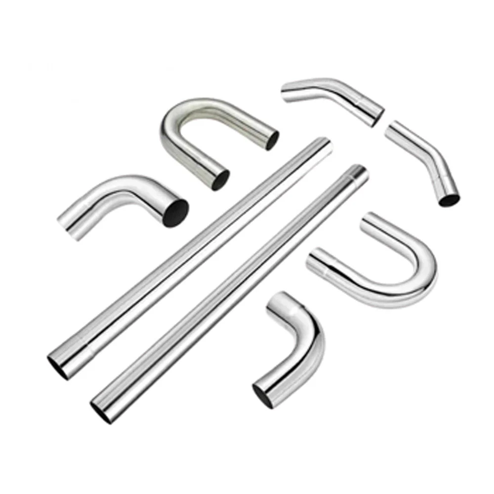 EVIL ENERGY 2.5-inch Universal Exhaust Kit w/ 13.8-inch Stainless Steel Resonator Muffler – 8PCS Mandrel Bent Aluminum Plated Tubing Set for Custom Exhaust Builds - Image 6