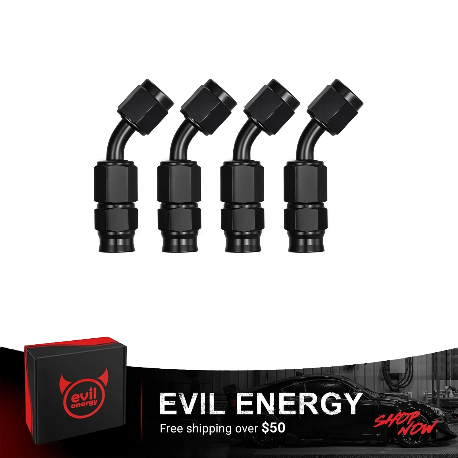 EVIL ENERGY 3/4/6/8/10/12AN PTFE Hose End Fitting  45/90/180/Straight Degree Black for PTFE Hose Only 4PCS - Image 3