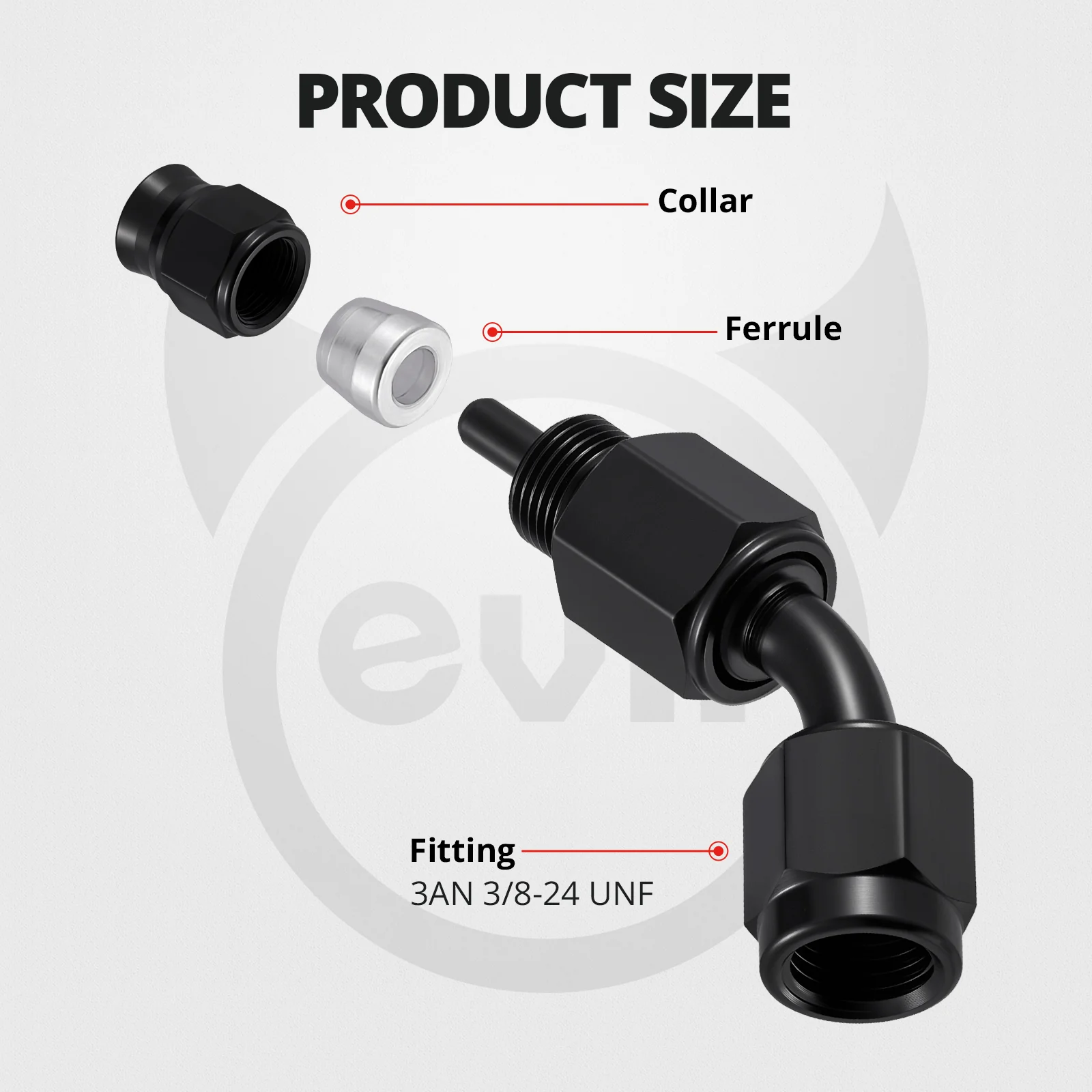 EVIL ENERGY 3/4/6/8/10/12AN PTFE Hose End Fitting  45/90/180/Straight Degree Black for PTFE Hose Only 4PCS - Image 5