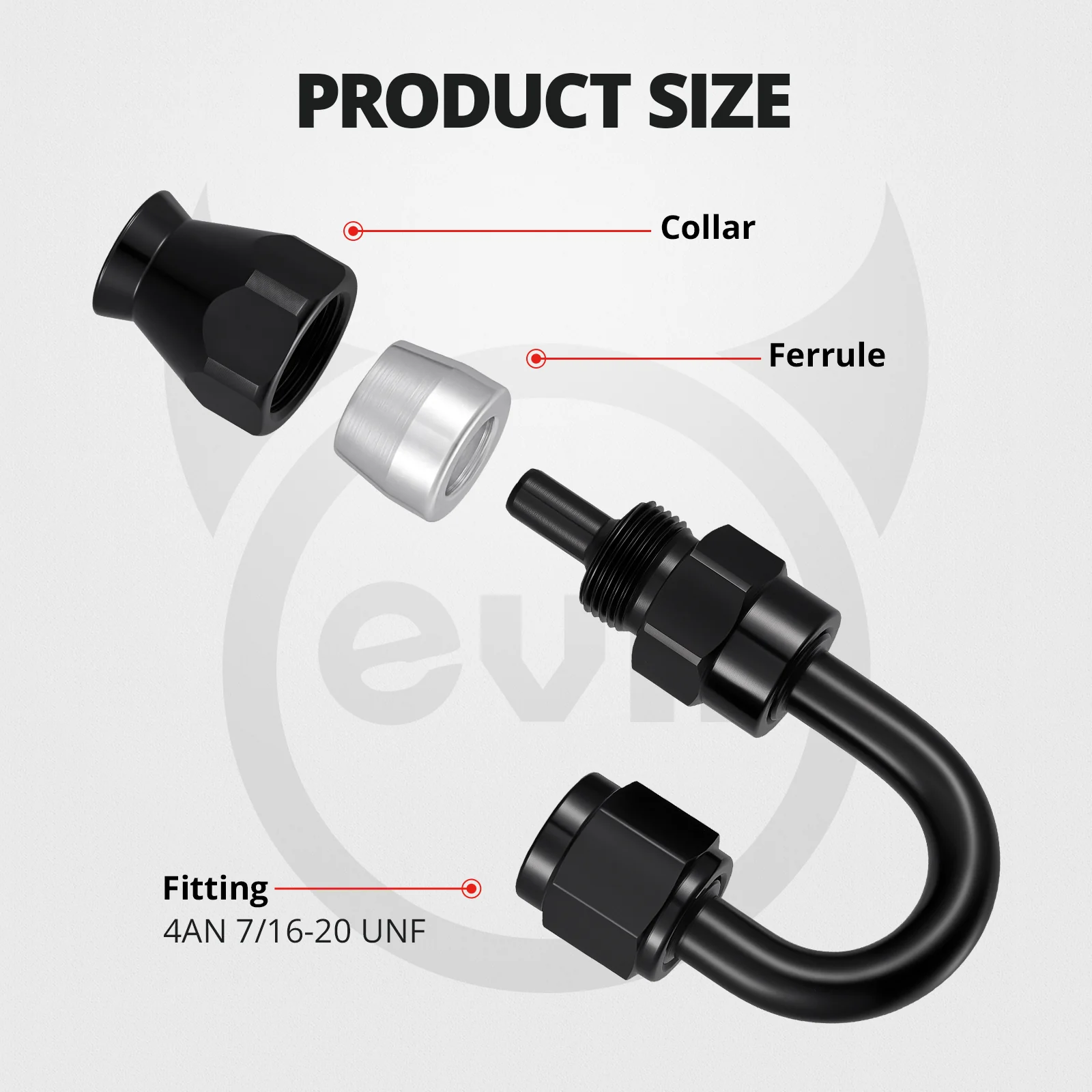 EVIL ENERGY 3/4/6/8/10/12AN PTFE Hose End Fitting  45/90/180/Straight Degree Black for PTFE Hose Only 4PCS - Image 6