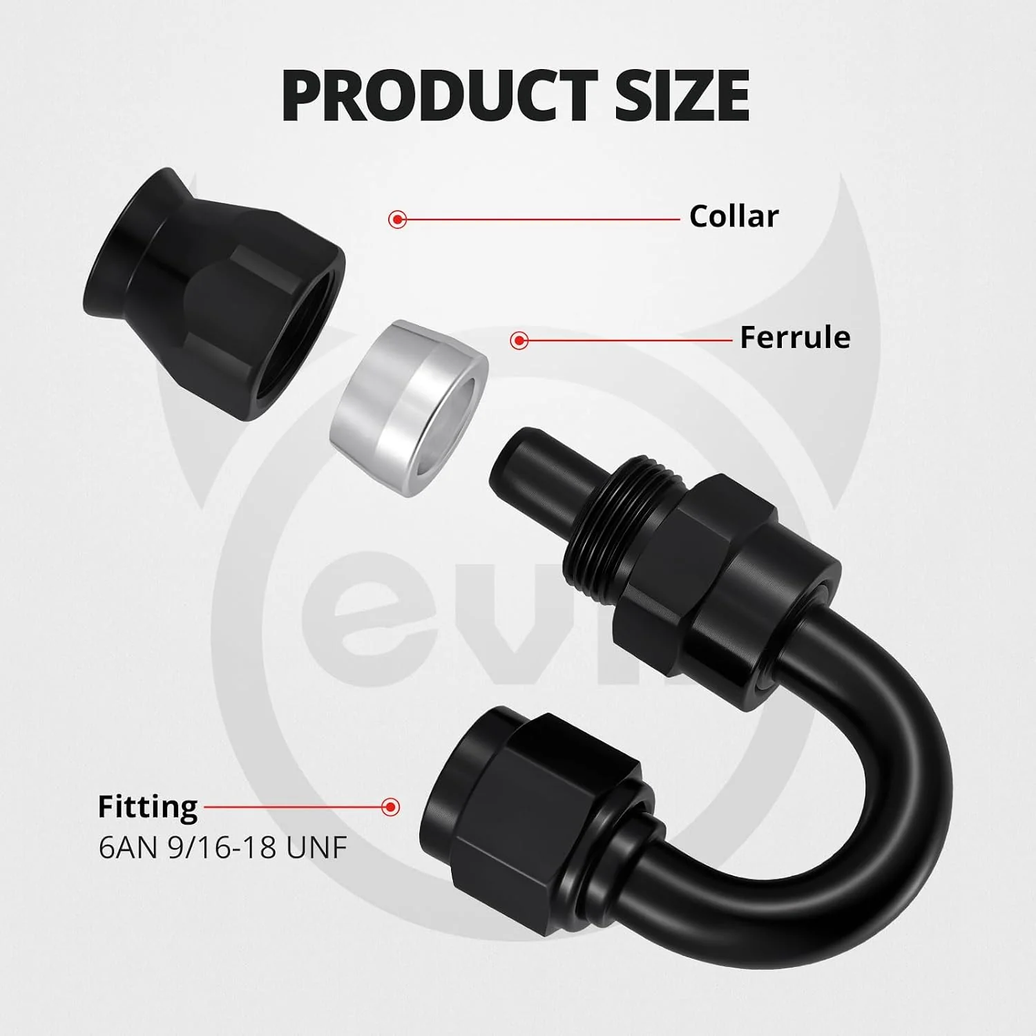 EVIL ENERGY 3/4/6/8/10/12AN PTFE Hose End Fitting  45/90/180/Straight Degree Black for PTFE Hose Only 4PCS - Image 7