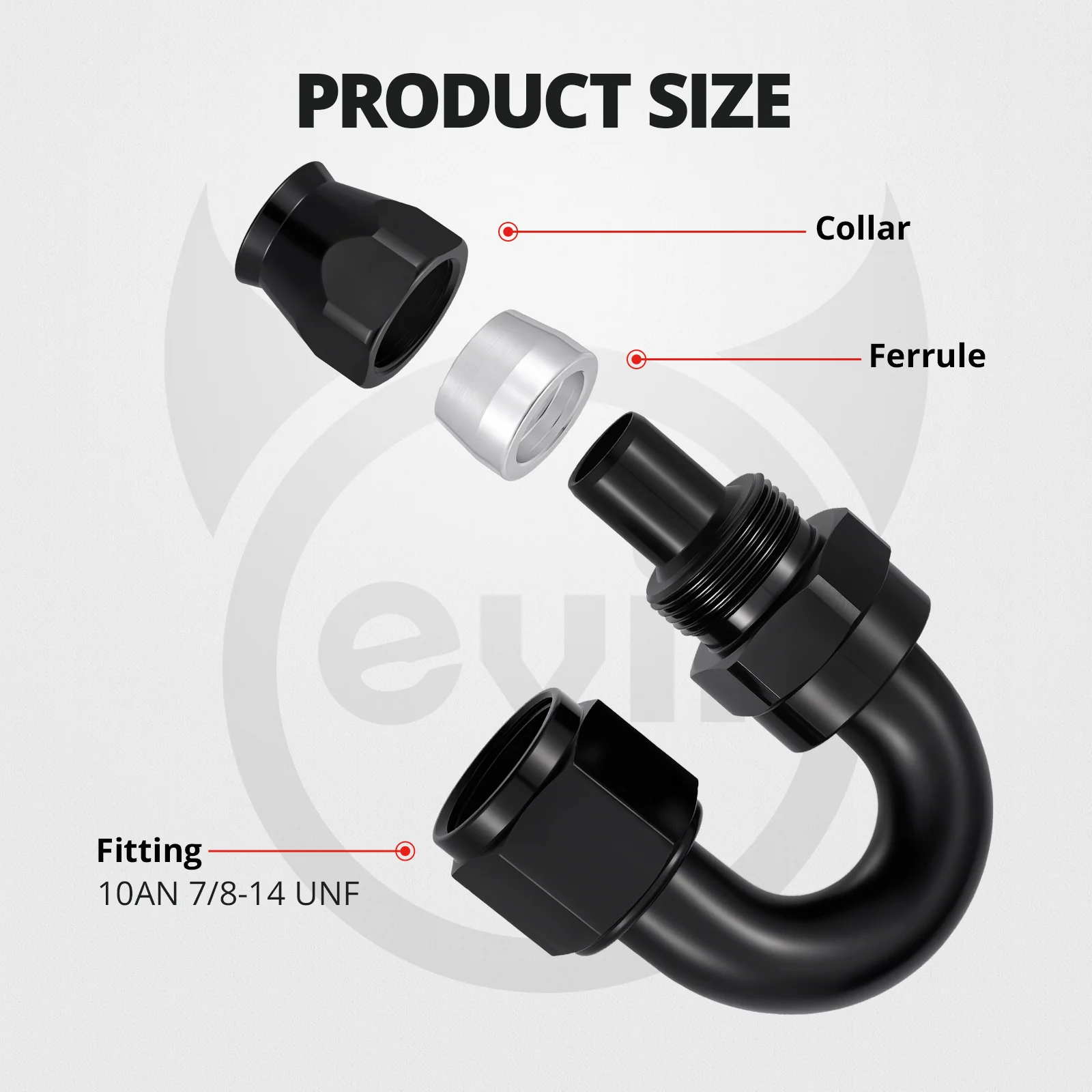 EVIL ENERGY 3/4/6/8/10/12AN PTFE Hose End Fitting  45/90/180/Straight Degree Black for PTFE Hose Only 4PCS - Image 9