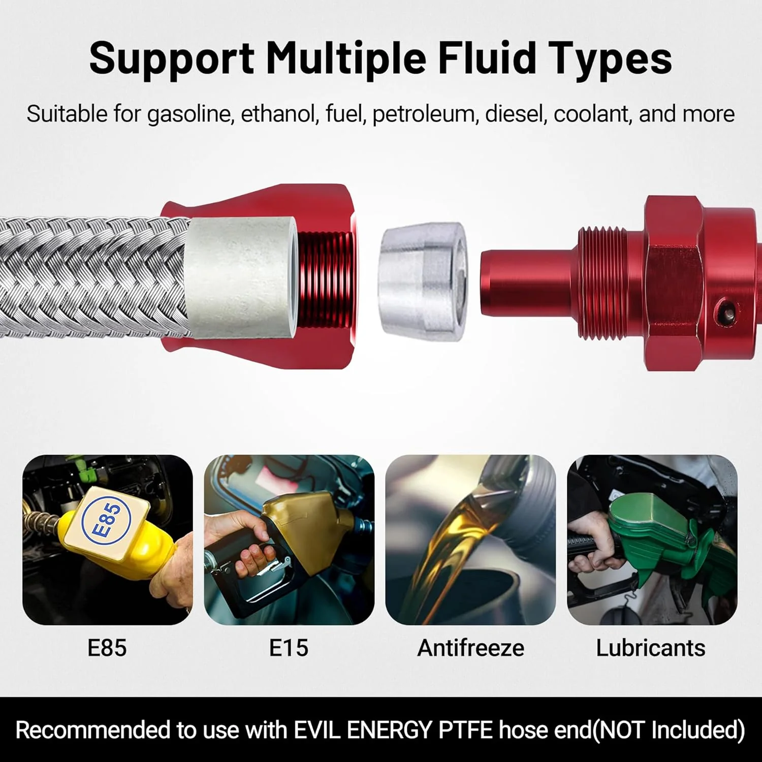 EVIL ENERGY 3AN PTFE Fuel Line Kit 20FT, AN3 E85 Stainless Steel Braided - Image 6