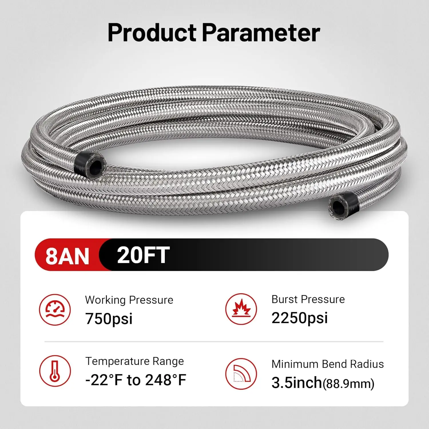 EVIL ENERGY 4/6/8/10/12AN CPE Fuel Line Kit 20FT, Hose Stainless Steel Braided Fuel Line Hose Fitting Kit CPE, Silver - Image 12