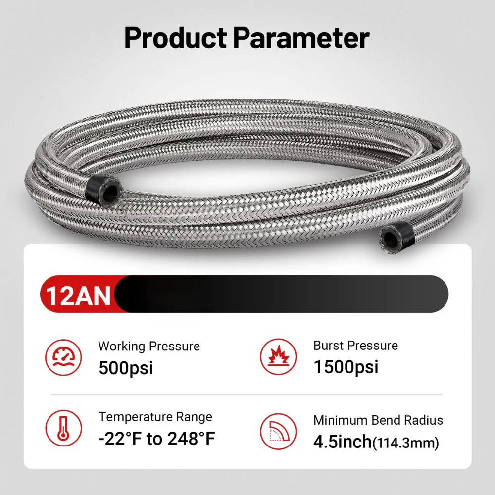 EVIL ENERGY 4/6/8/10/12AN CPE Fuel Line Kit 20FT, Hose Stainless Steel Braided Fuel Line Hose Fitting Kit CPE, Silver - Image 14