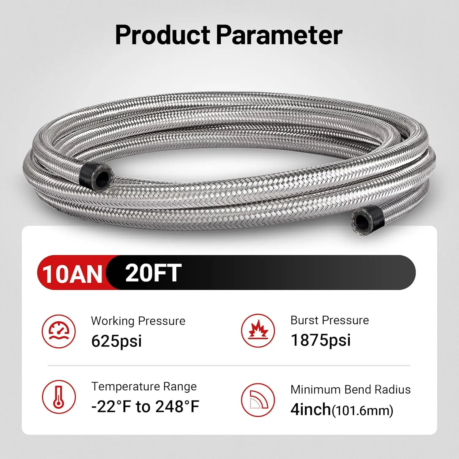 EVIL ENERGY 4/6/8/10/12AN CPE Fuel Line Kit 20FT, Hose Stainless Steel Braided Fuel Line Hose Fitting Kit CPE, Silver - Image 6