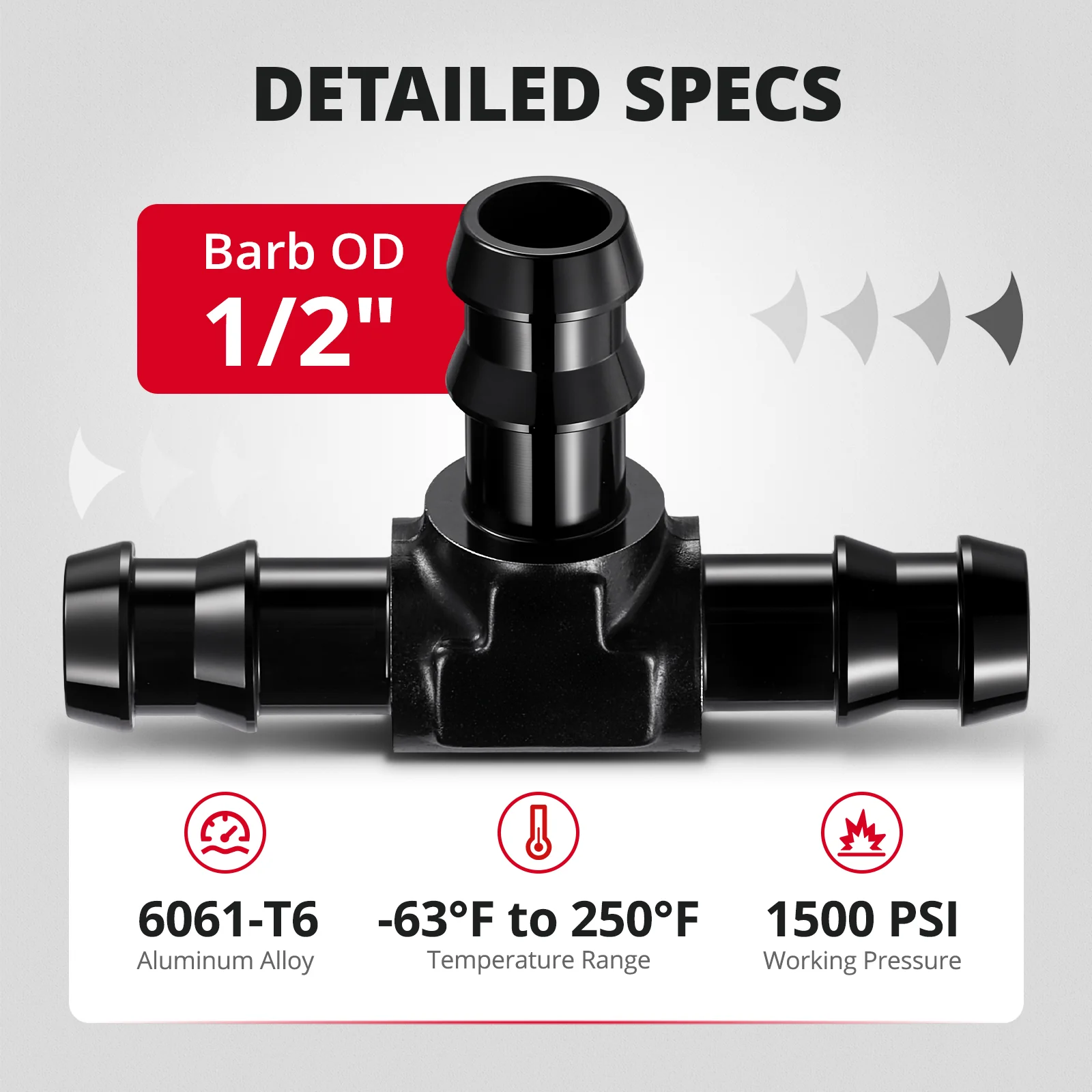 EVIL ENERGY 5/16-inch/1/2-inch/3/8-inch Hose Barb Tee Fitting Adapter T Union Aluminum Black - Image 3