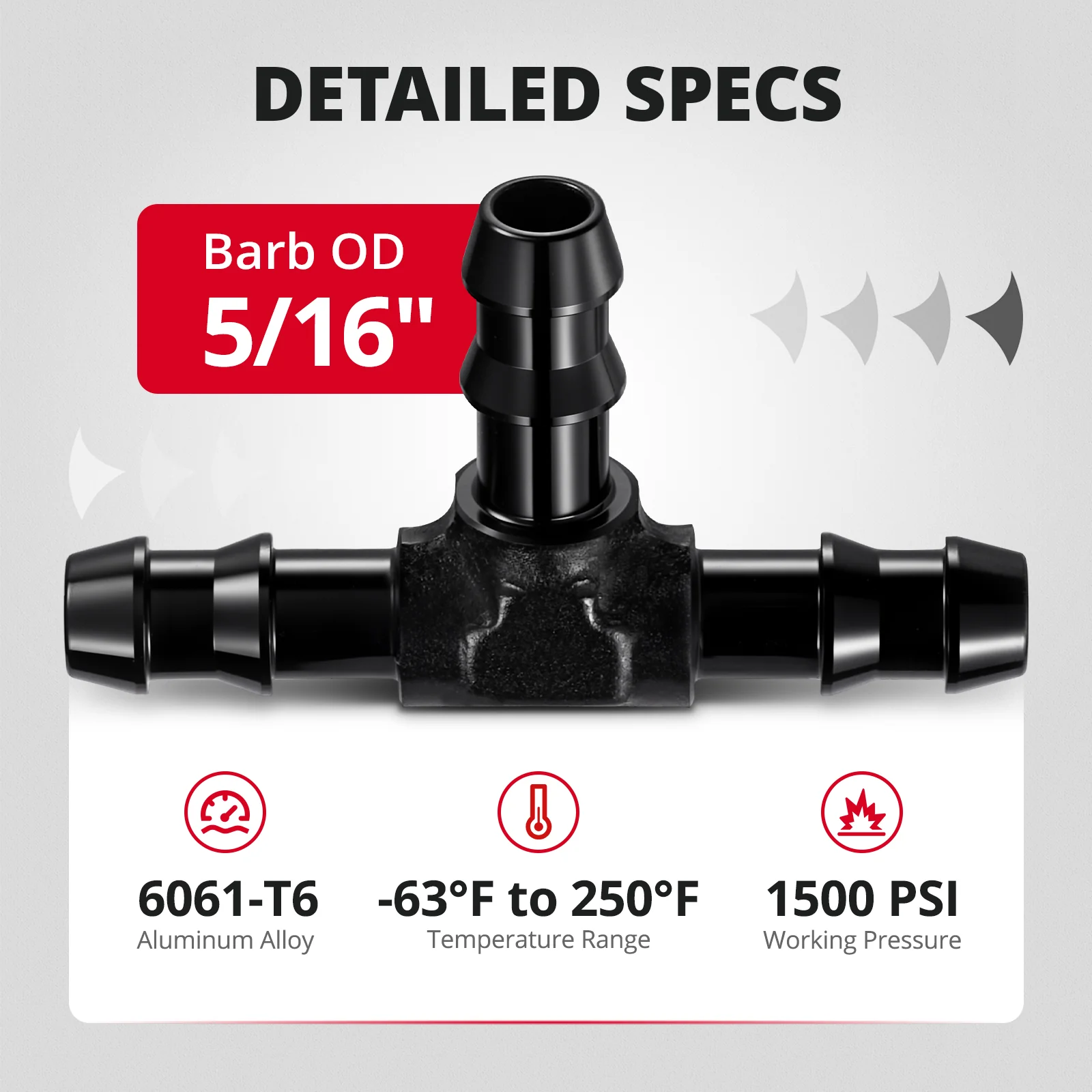 EVIL ENERGY 5/16-inch/1/2-inch/3/8-inch Hose Barb Tee Fitting Adapter T Union Aluminum Black - Image 4