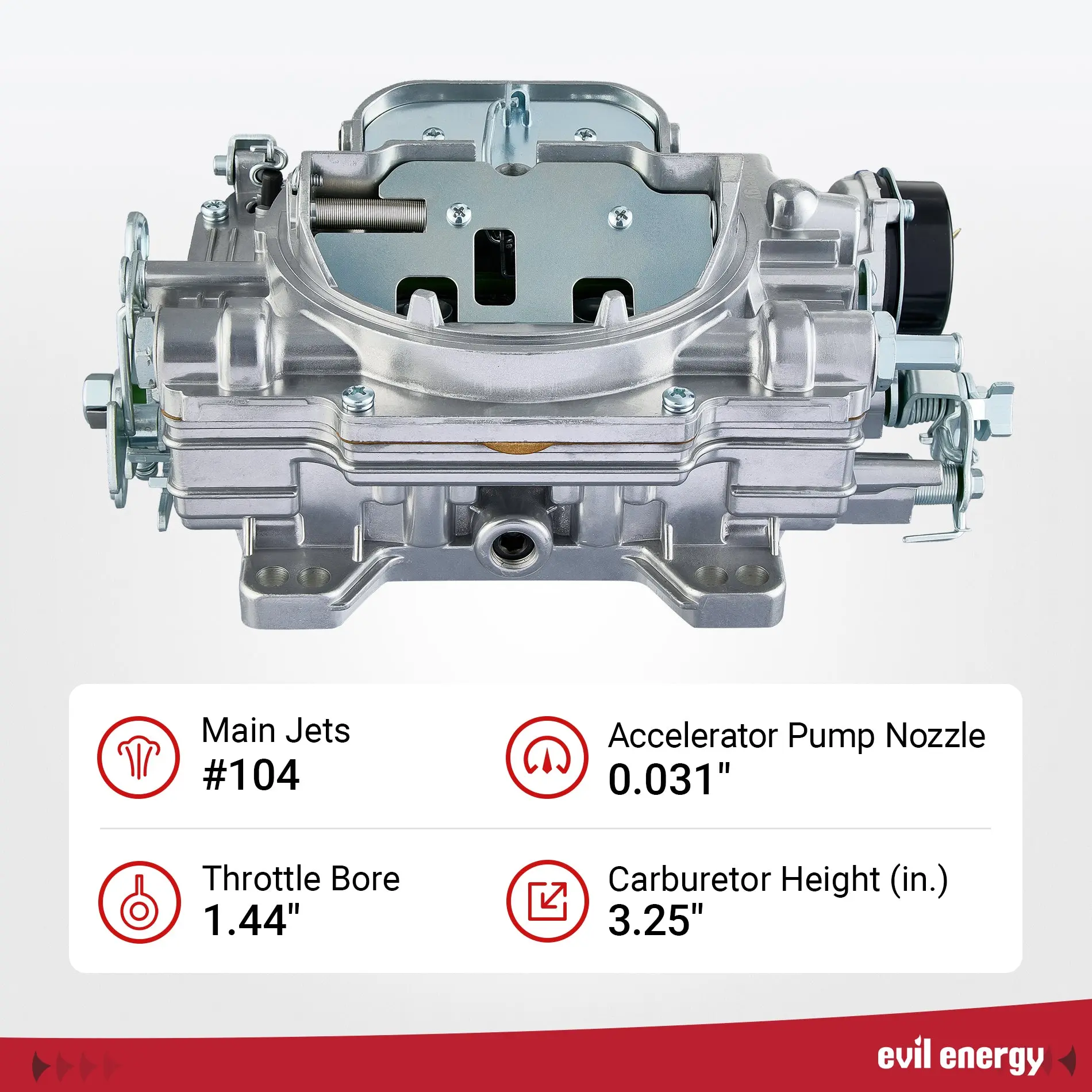 EVIL ENERGY Electric Choke Single Fuel Inlet 800 CFM 4-Barrel Street Carburetor - Image 2