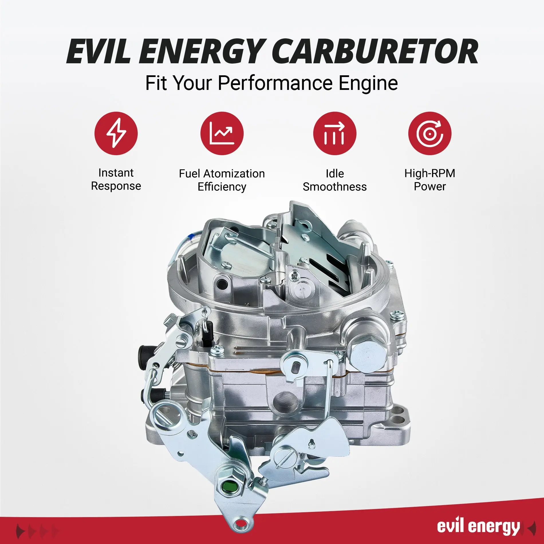 EVIL ENERGY Electric Choke Single Fuel Inlet 800 CFM 4-Barrel Street Carburetor - Image 5