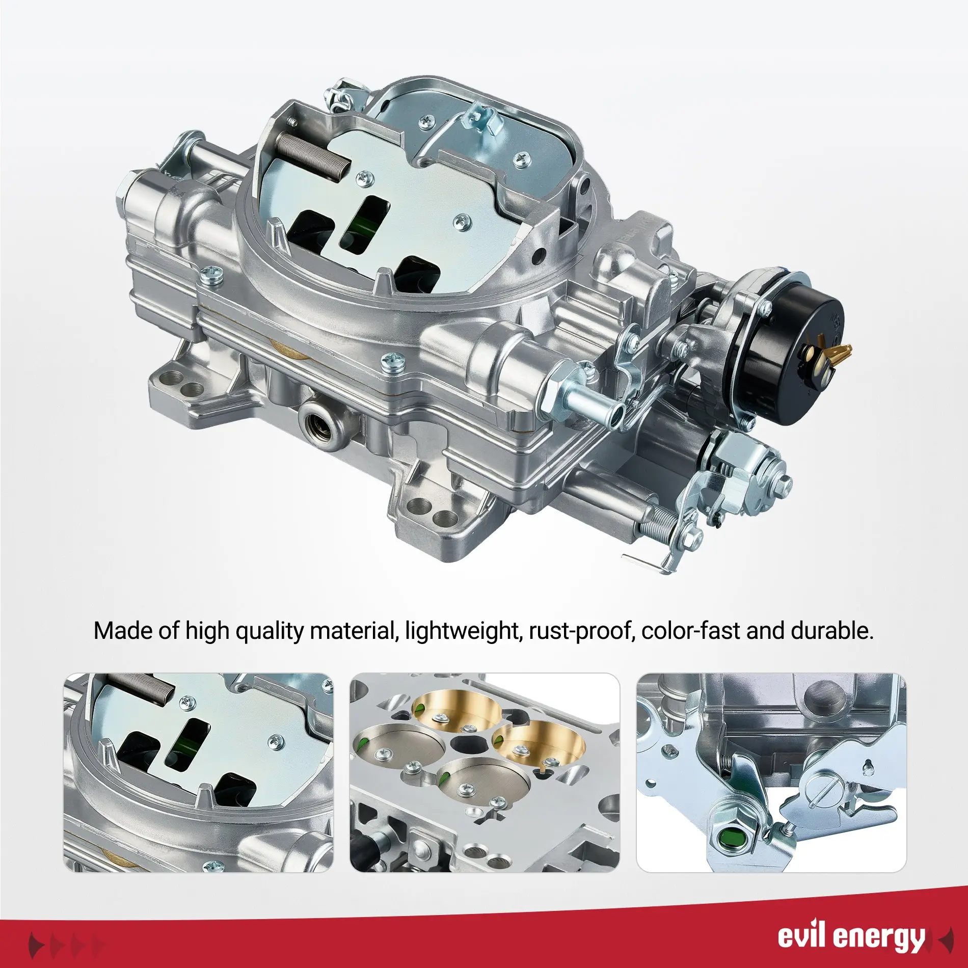 EVIL ENERGY Electric Choke Single Fuel Inlet 800 CFM 4-Barrel Street Carburetor - Image 6