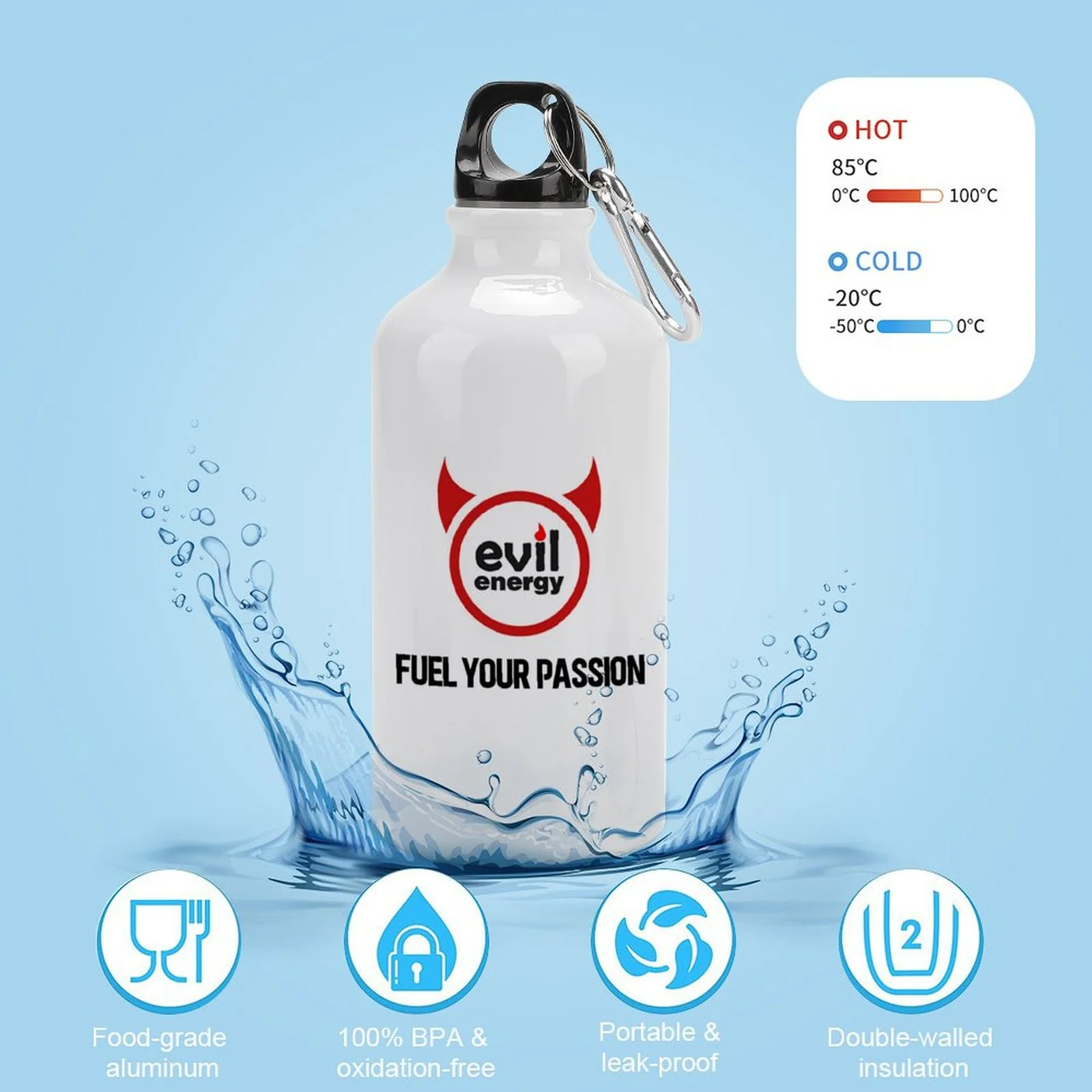 EVIL ENERGY Aluminum Sports Water Bottle - Image 8