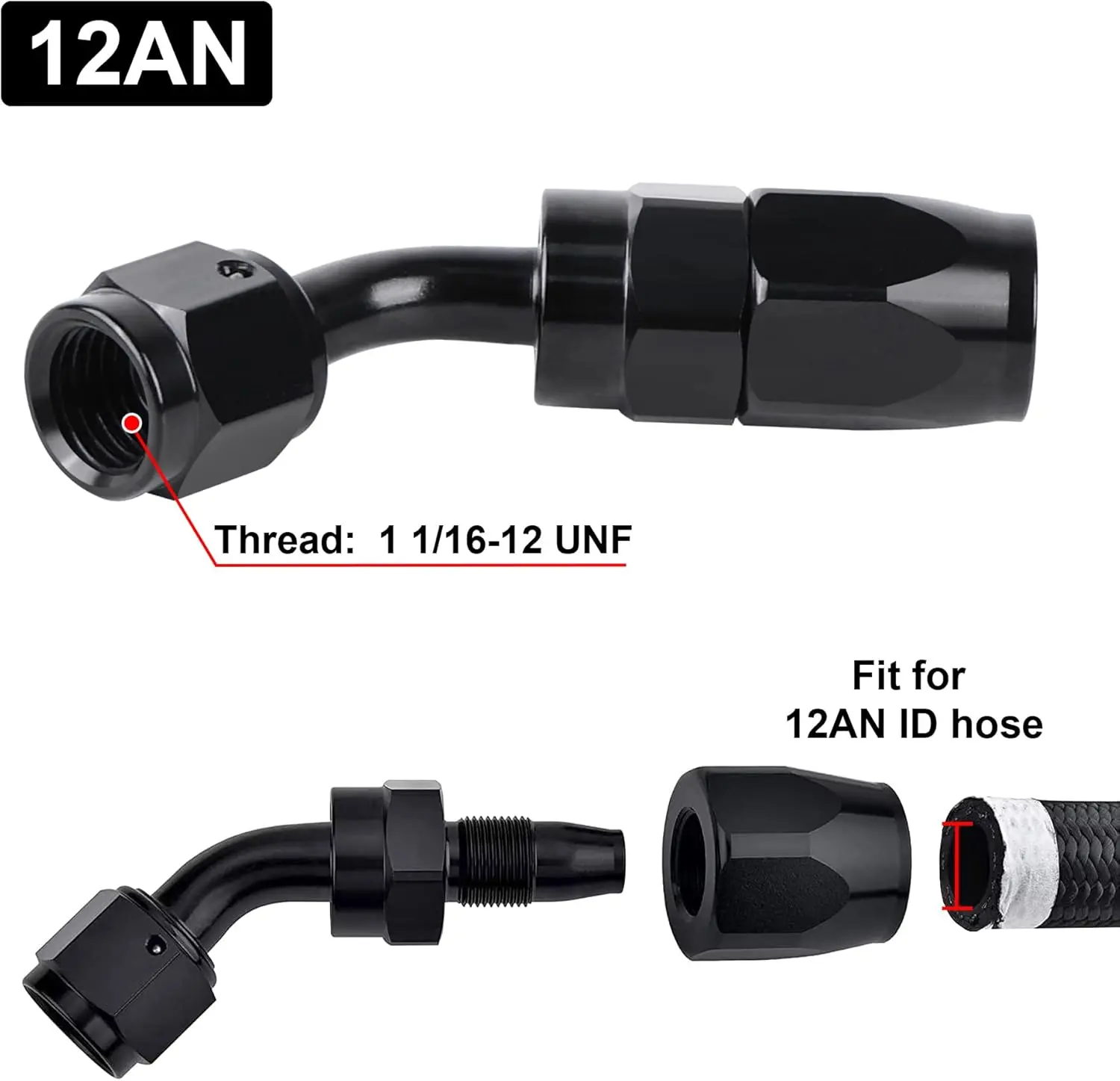 EVIL ENERGY 4/6/8/10/12/16/20 AN Hose End Fitting Swivel for CPE Braided Hose Black - Image 27