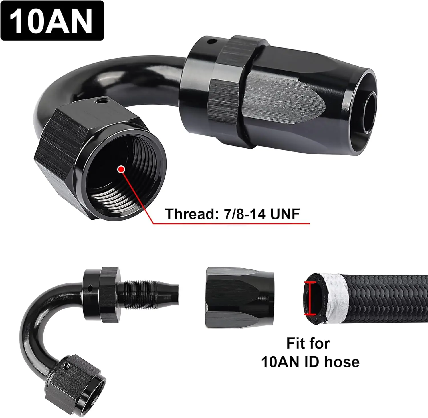 EVIL ENERGY 4/6/8/10/12/16/20 AN Hose End Fitting Swivel for CPE Braided Hose Black - Image 34