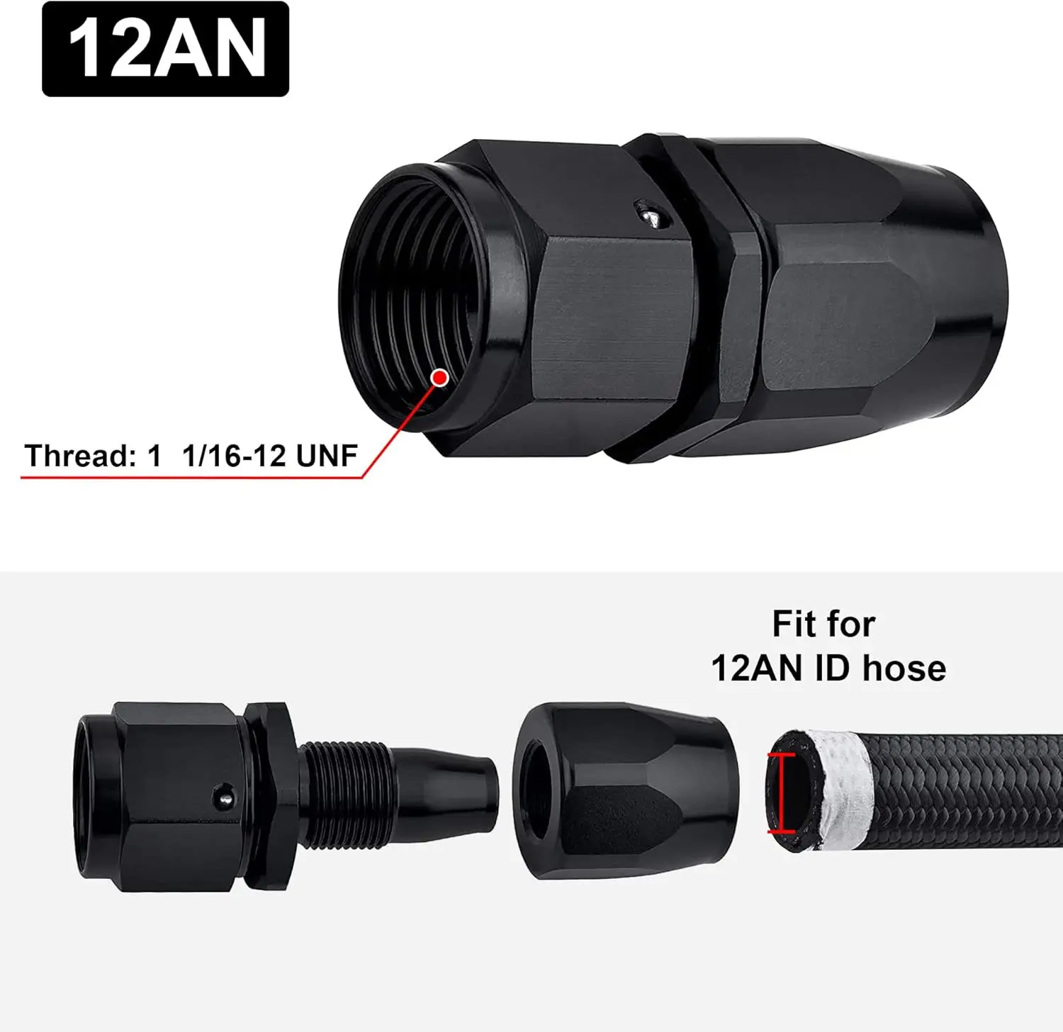 EVIL ENERGY 4/6/8/10/12/16/20 AN Hose End Fitting Swivel for CPE Braided Hose Black - Image 35