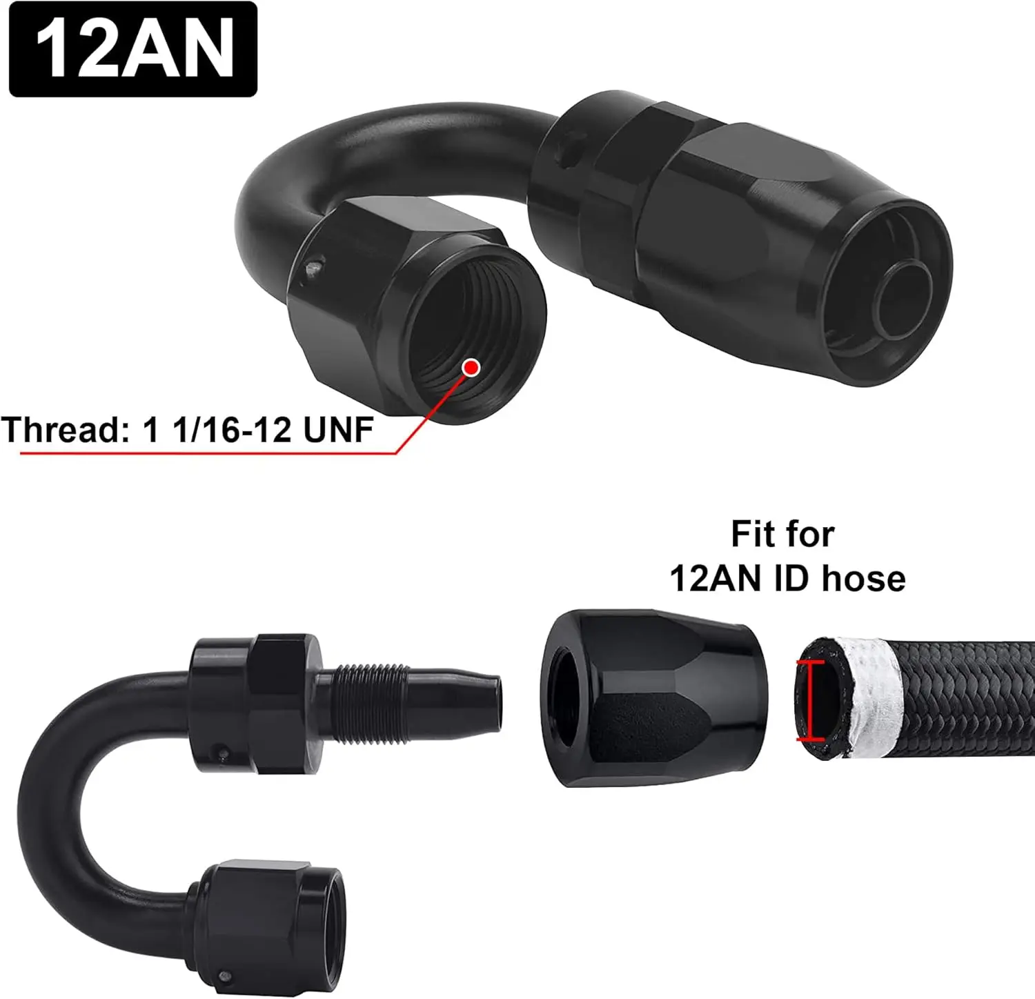 EVIL ENERGY 4/6/8/10/12/16/20 AN Hose End Fitting Swivel for CPE Braided Hose Black - Image 37
