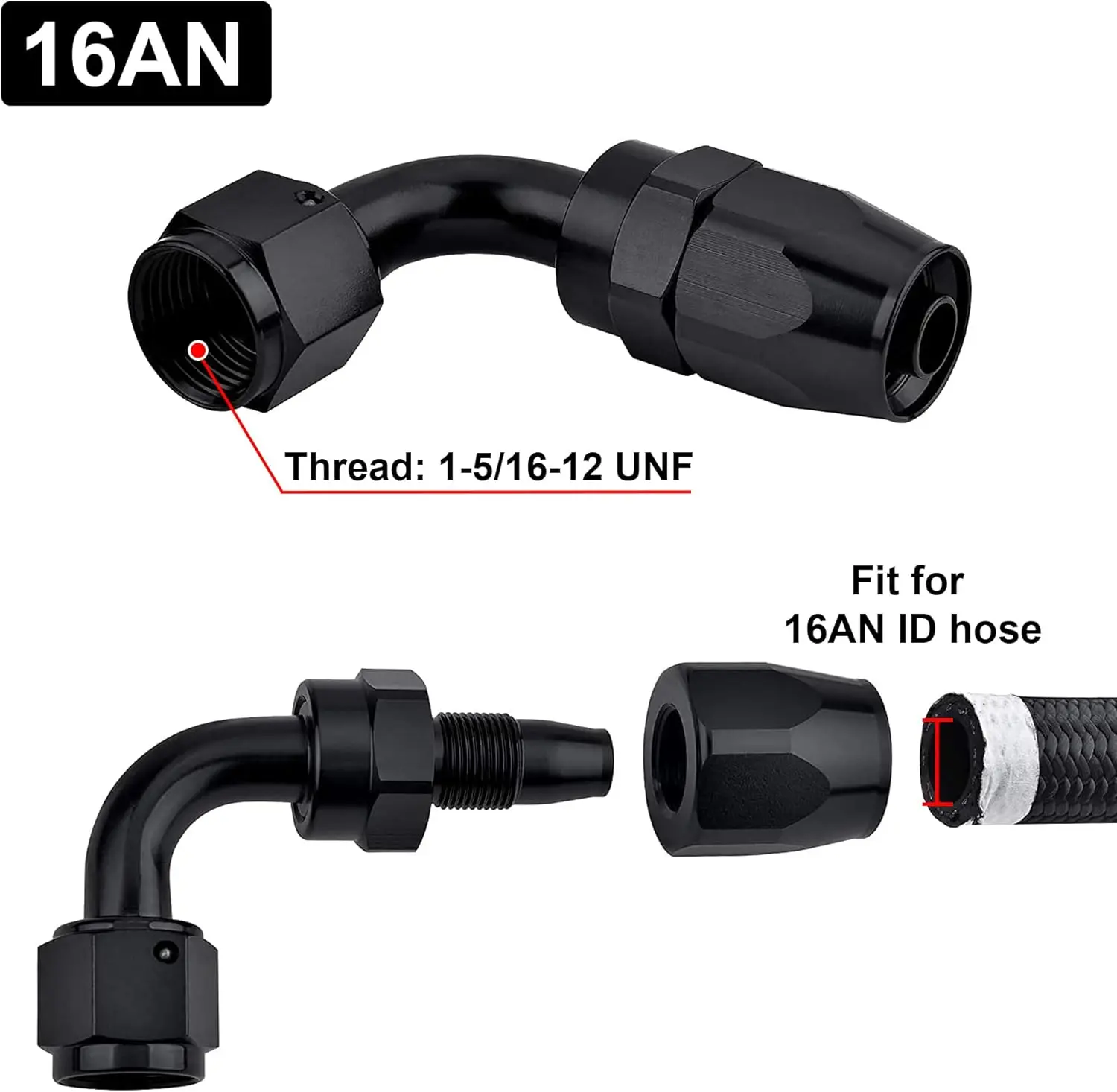 EVIL ENERGY 4/6/8/10/12/16/20 AN Hose End Fitting Swivel for CPE Braided Hose Black - Image 44