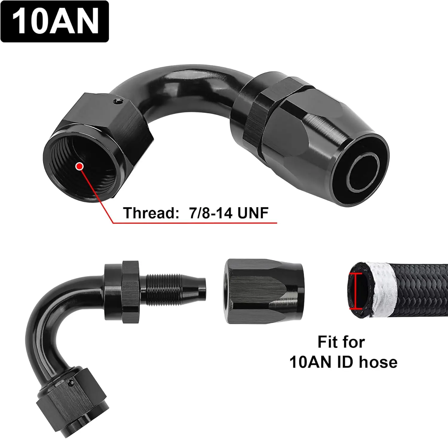 EVIL ENERGY 4/6/8/10/12/16/20 AN Hose End Fitting Swivel for CPE Braided Hose Black - Image 45