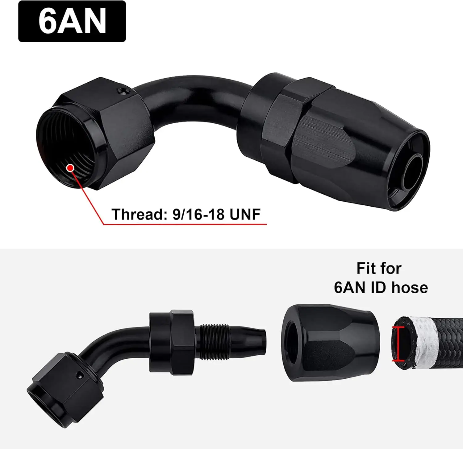 EVIL ENERGY 4/6/8/10/12/16/20 AN Hose End Fitting Swivel for CPE Braided Hose Black - Image 50