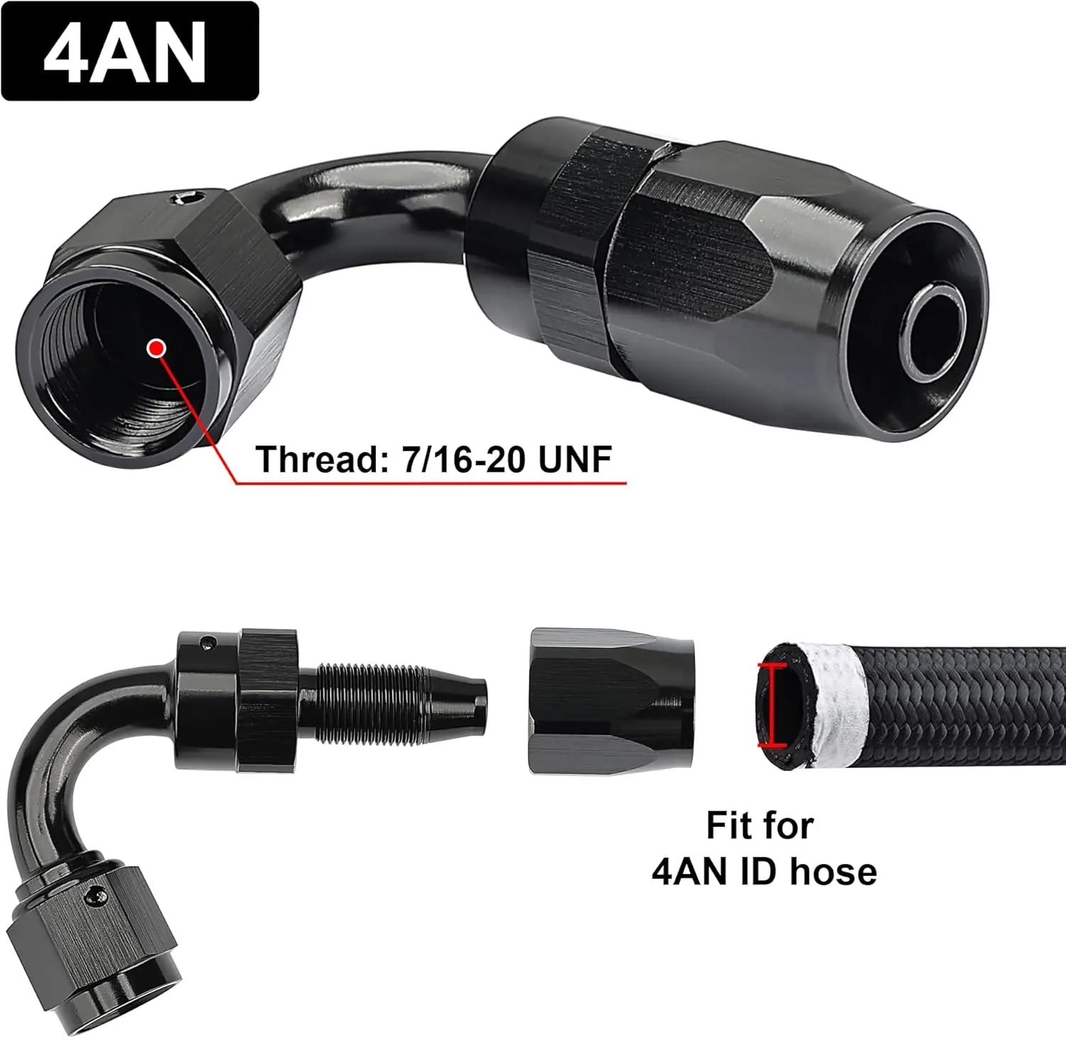 EVIL ENERGY 4/6/8/10/12/16/20 AN Hose End Fitting Swivel for CPE Braided Hose Black - Image 51