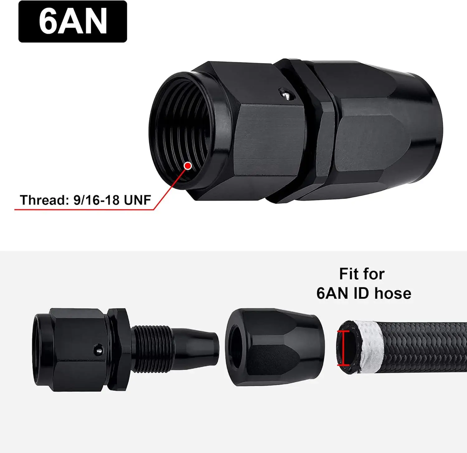 EVIL ENERGY 4/6/8/10/12/16/20 AN Hose End Fitting Swivel for CPE Braided Hose Black - Image 55