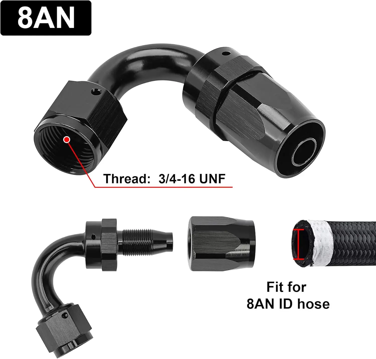 EVIL ENERGY 4/6/8/10/12/16/20 AN Hose End Fitting Swivel for CPE Braided Hose Black - Image 56