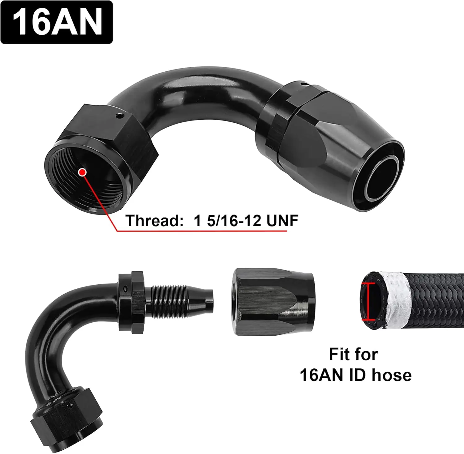 EVIL ENERGY 4/6/8/10/12/16/20 AN Hose End Fitting Swivel for CPE Braided Hose Black - Image 57