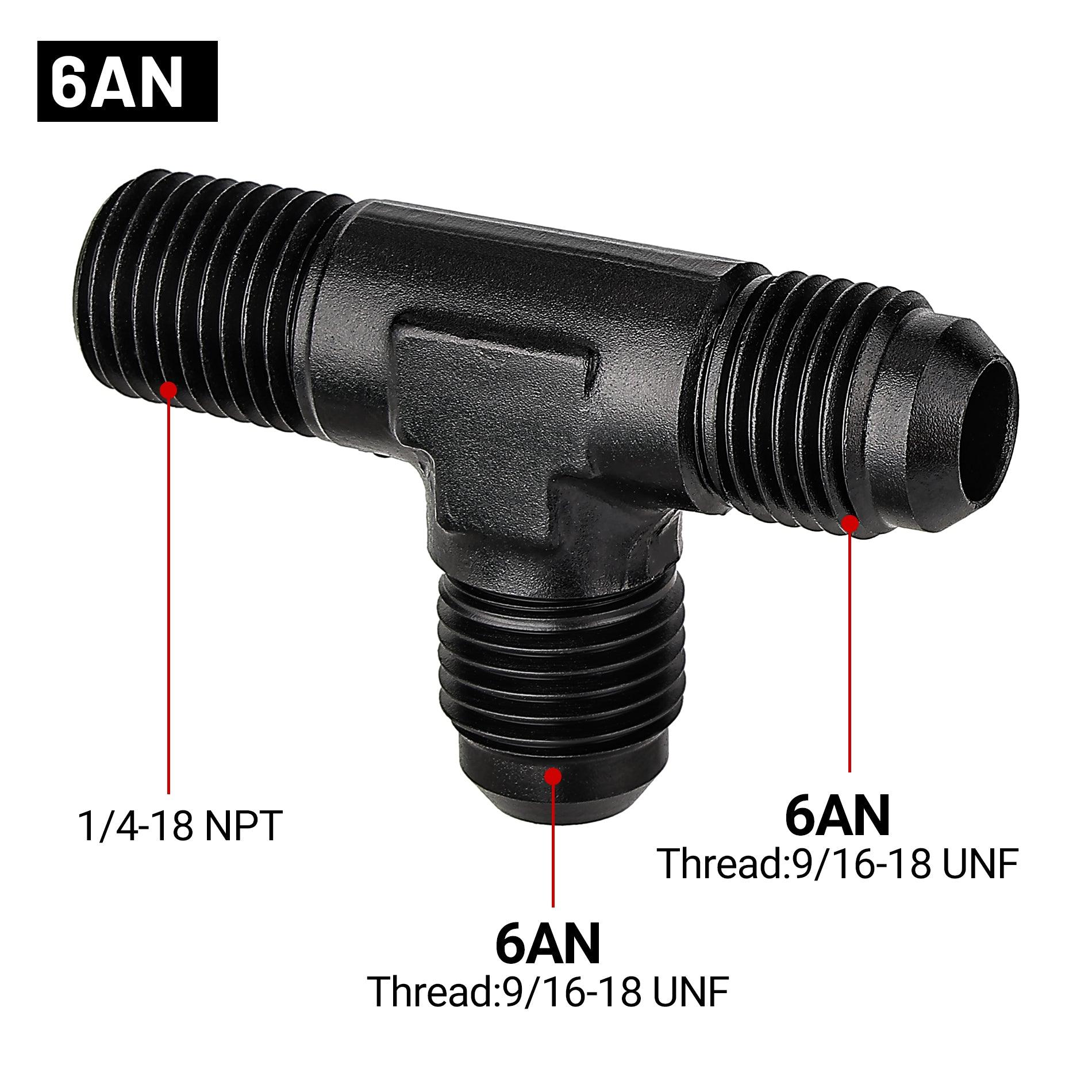 EVIL ENERGY AN Tee Male Flare to NPT on Run T Fitting Adapter Aluminum Black - Image 4