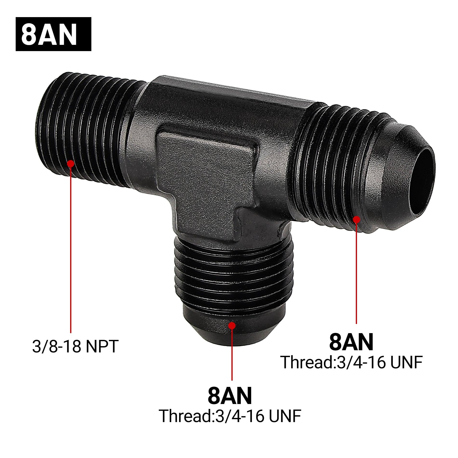 EVIL ENERGY AN Tee Male Flare to NPT on Run T Fitting Adapter Aluminum Black - Image 5
