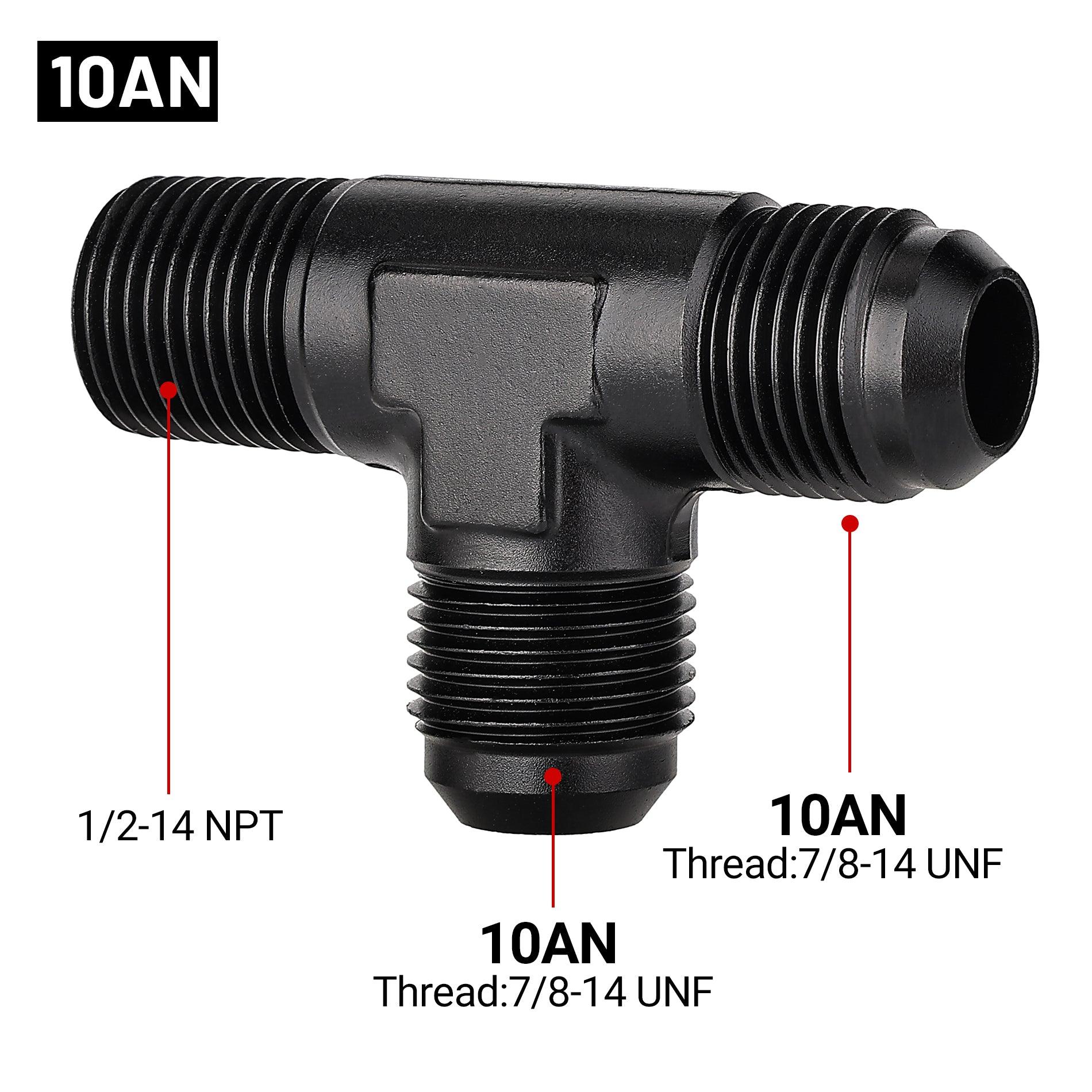 EVIL ENERGY AN Tee Male Flare to NPT on Run T Fitting Adapter Aluminum Black - Image 6