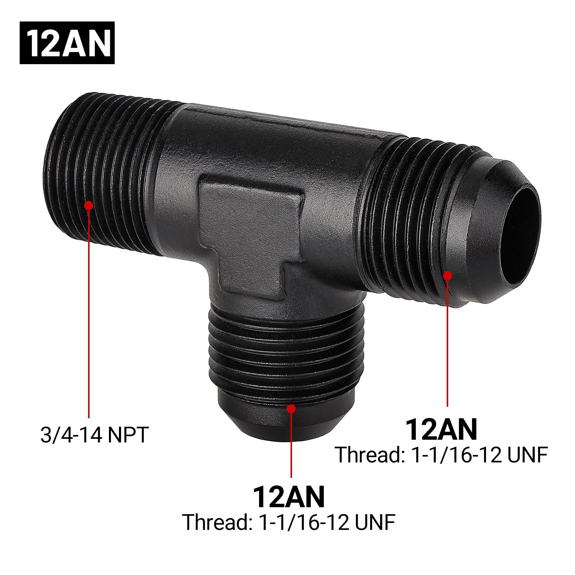 EVIL ENERGY AN Tee Male Flare to NPT on Run T Fitting Adapter Aluminum Black - Image 7