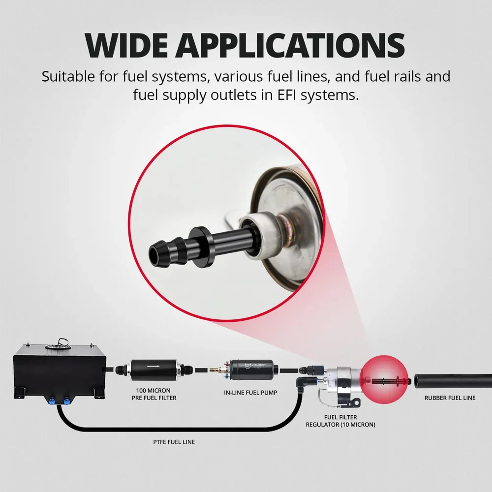 EVIL ENERGY Barb Hose to SAE Quick Disconnect Male Fuel Fitting Adapter Aluminum Black - Image 11