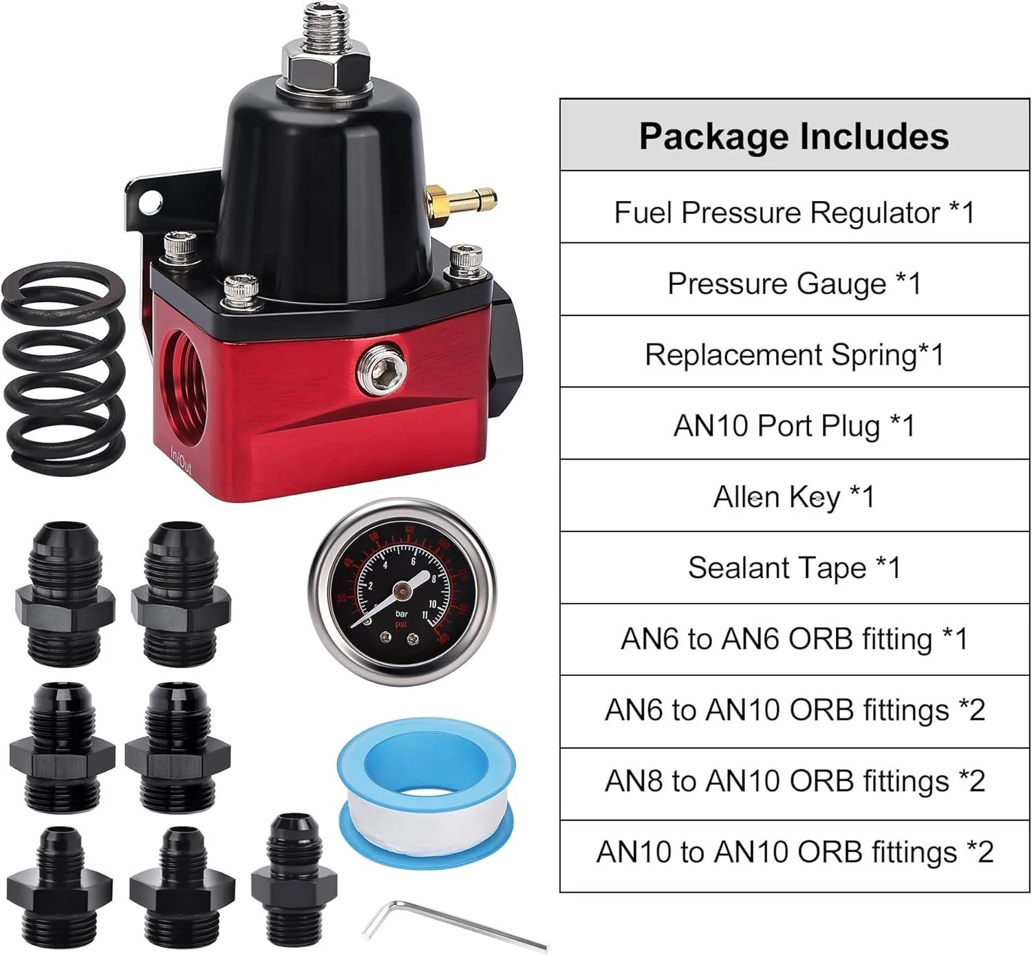 EVIL ENERGY Fuel System Upgrade Bundle - 300LPH High Flow Electric Fuel Pump, Adjustable AN Fitting Wrench (3-16AN), & 20-140psi Fuel Pressure Regulator - Image 14