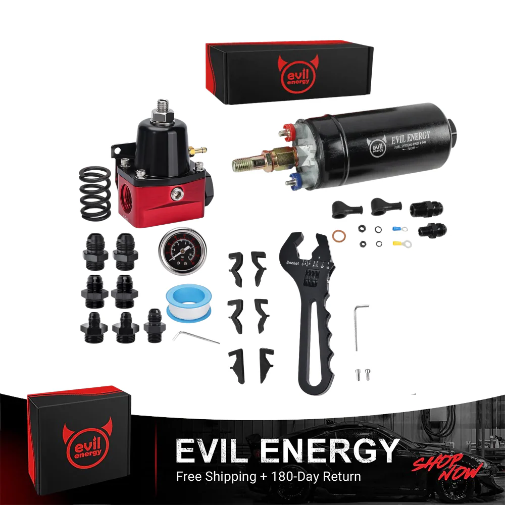 EVIL ENERGY Fuel System Upgrade Bundle - 300LPH High Flow Electric Fuel Pump, Adjustable AN Fitting Wrench (3-16AN), & 20-140psi Fuel Pressure Regulator - Image 3