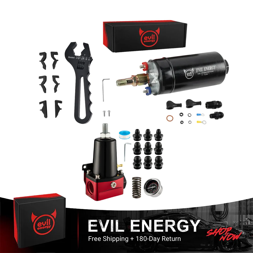 EVIL ENERGY Fuel System Upgrade Bundle - 300LPH High Flow Electric Fuel Pump, Adjustable AN Fitting Wrench (3-16AN), & 20-140psi Fuel Pressure Regulator - Image 4